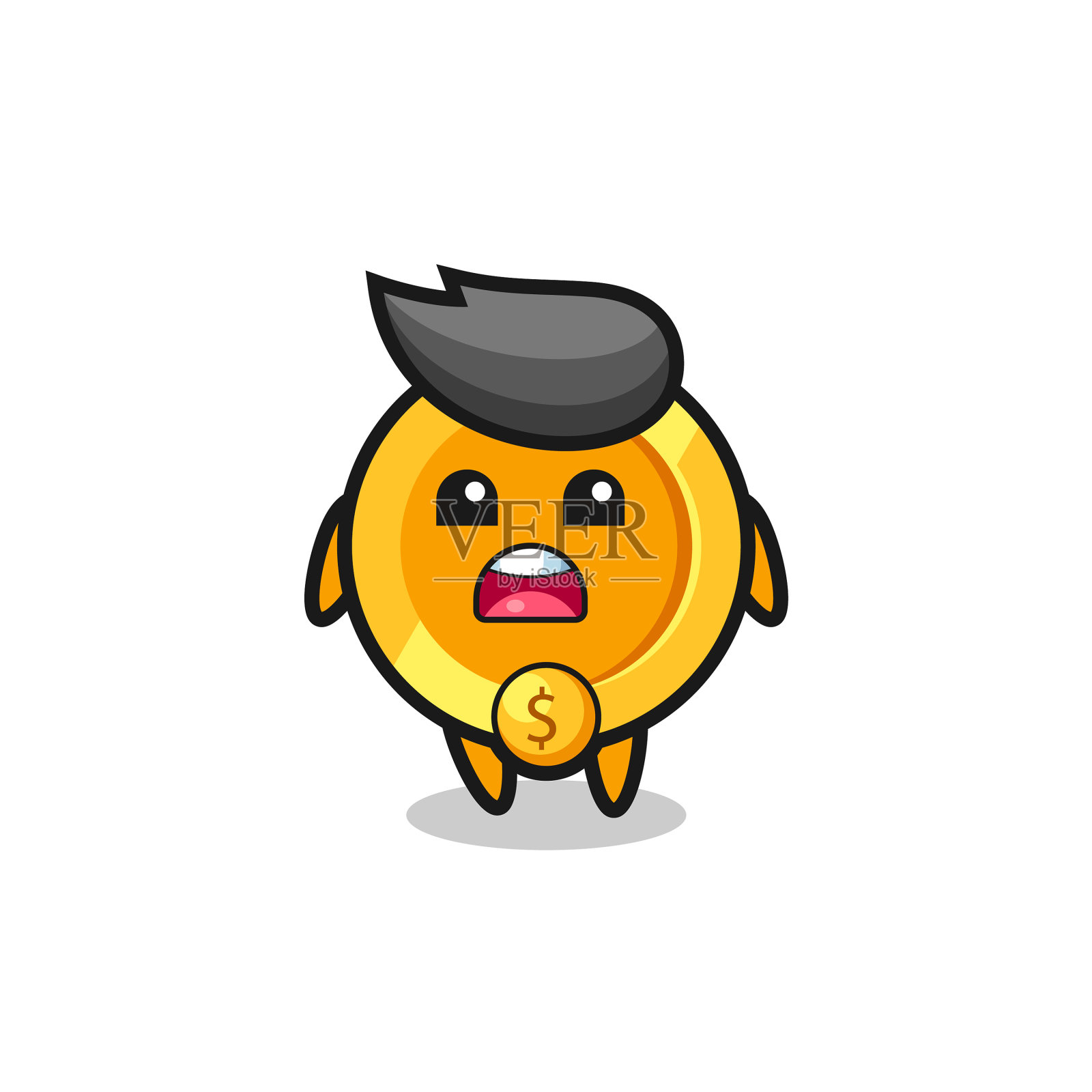 带有道歉表情的美元硬币设计元素图片