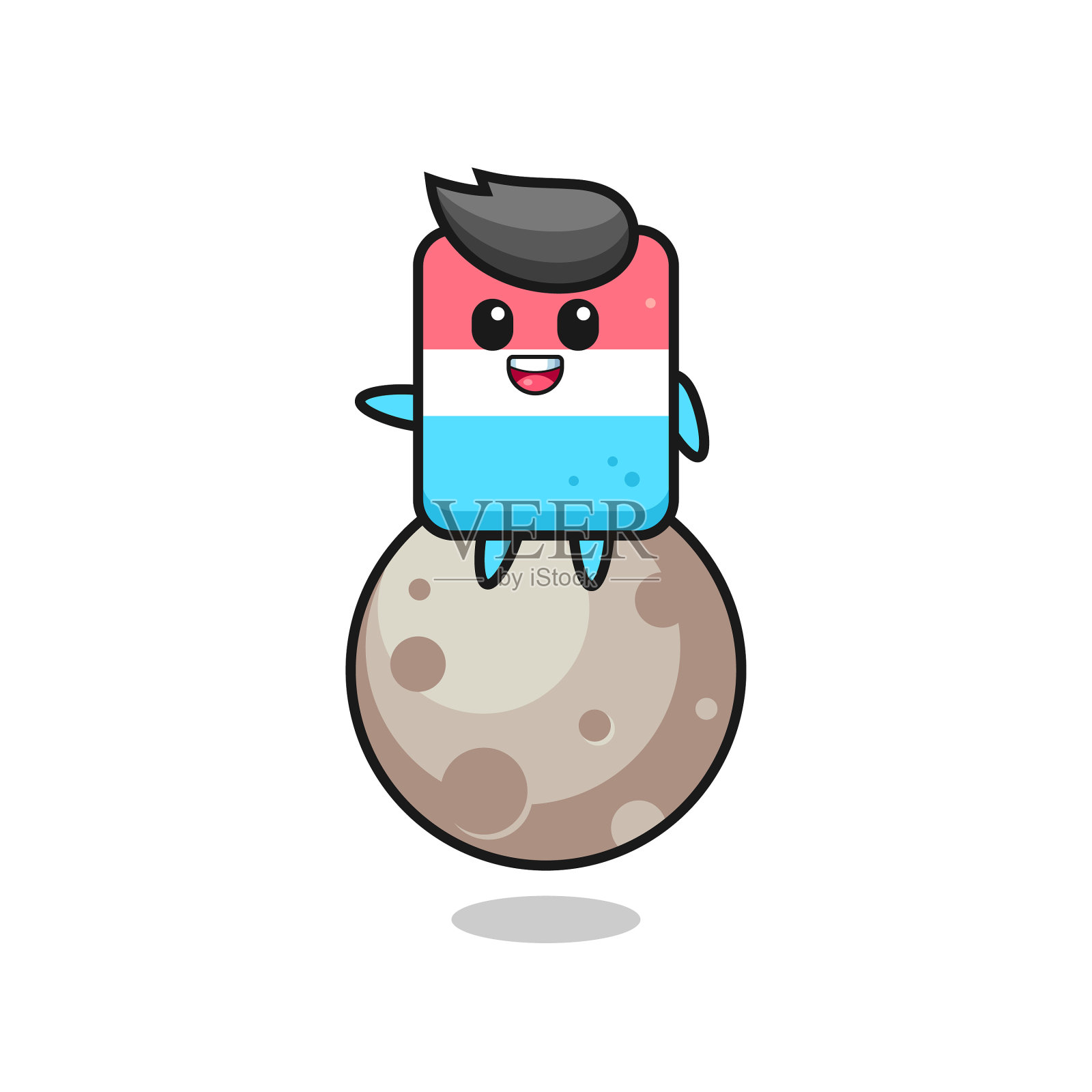 橡皮卡通片坐在月球上设计元素图片