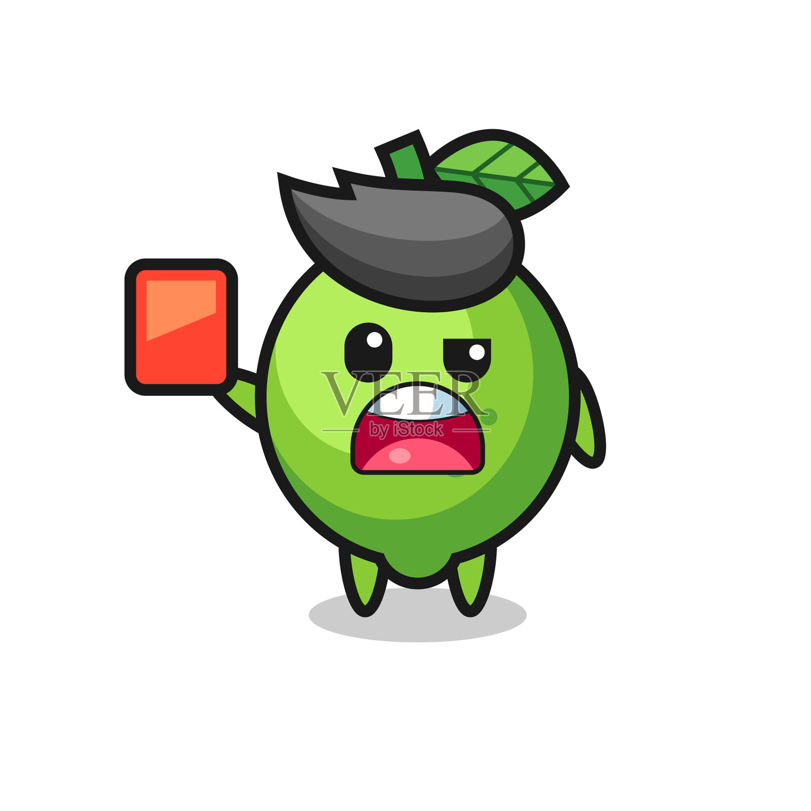 青柠可爱的吉祥物作为裁判给红牌插画图片素材