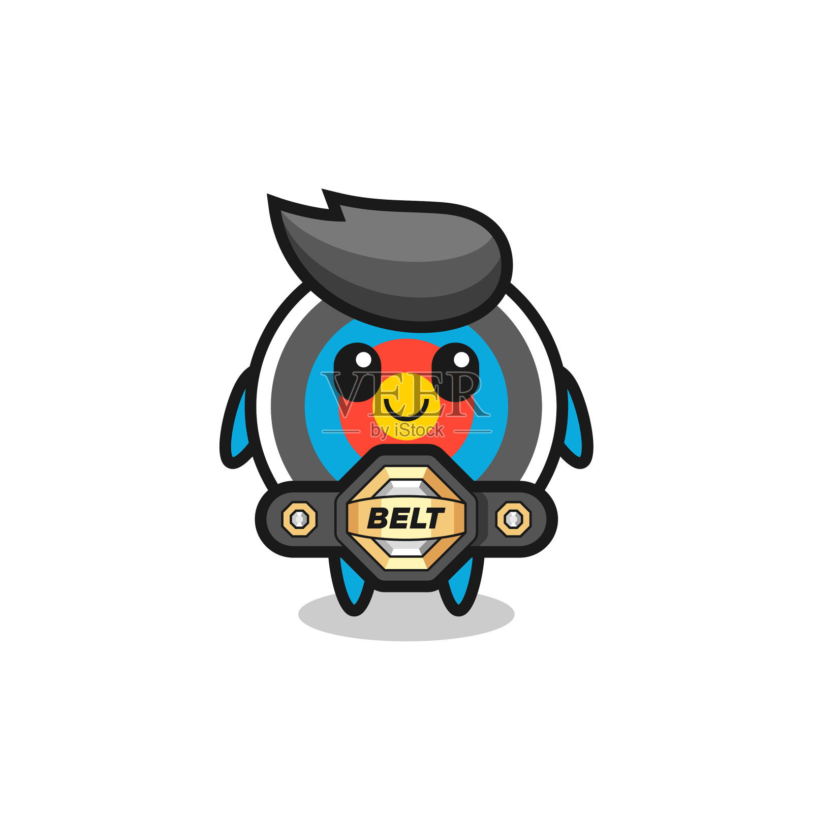 综合格斗选手用腰带瞄准射箭吉祥物插画图片素材