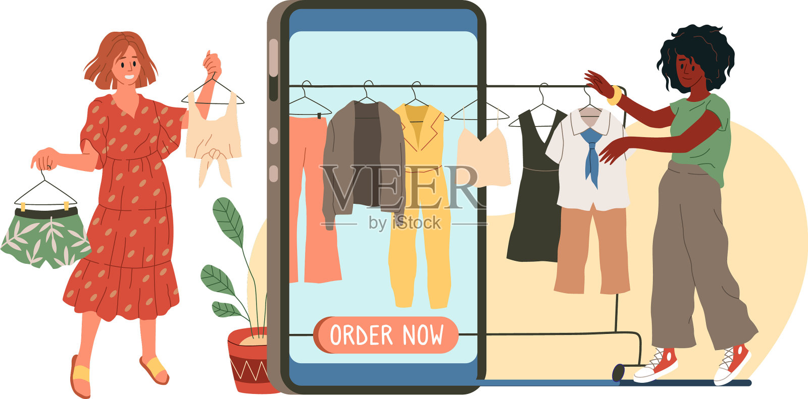 网上购物巨型智能手机与订单现在设计元素图片