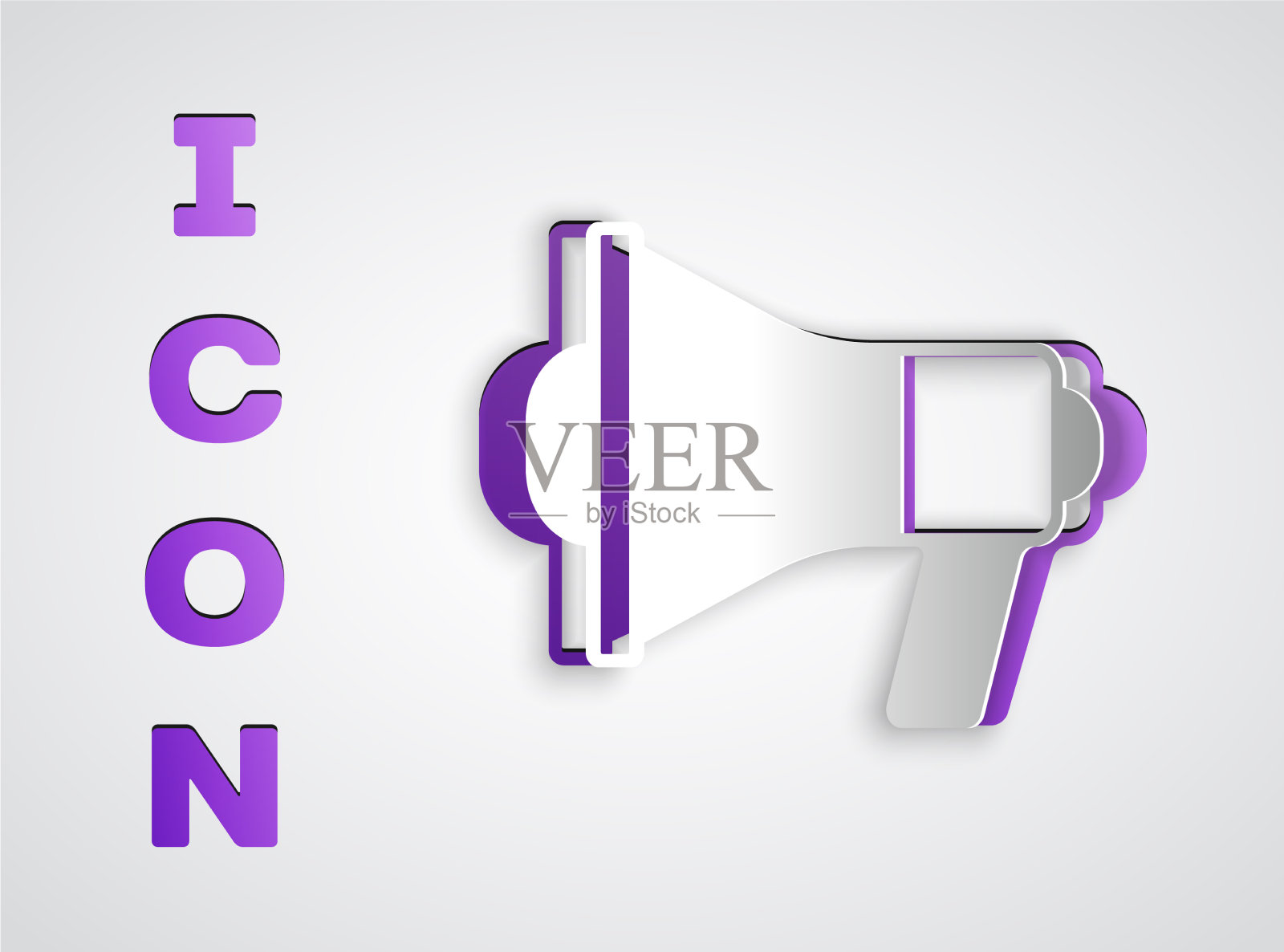 剪纸喇叭图标孤立在灰色图标素材