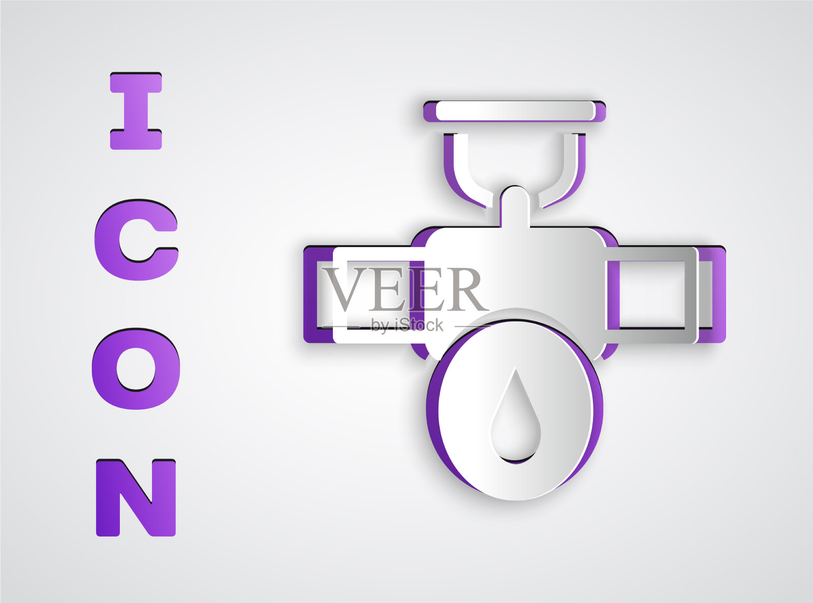 剪纸工业金属管道及阀门图标插画图片素材