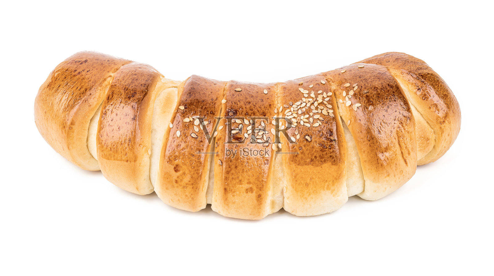 卷奶酪和火腿面包孤立在白色的背景。面包店剪照片摄影图片