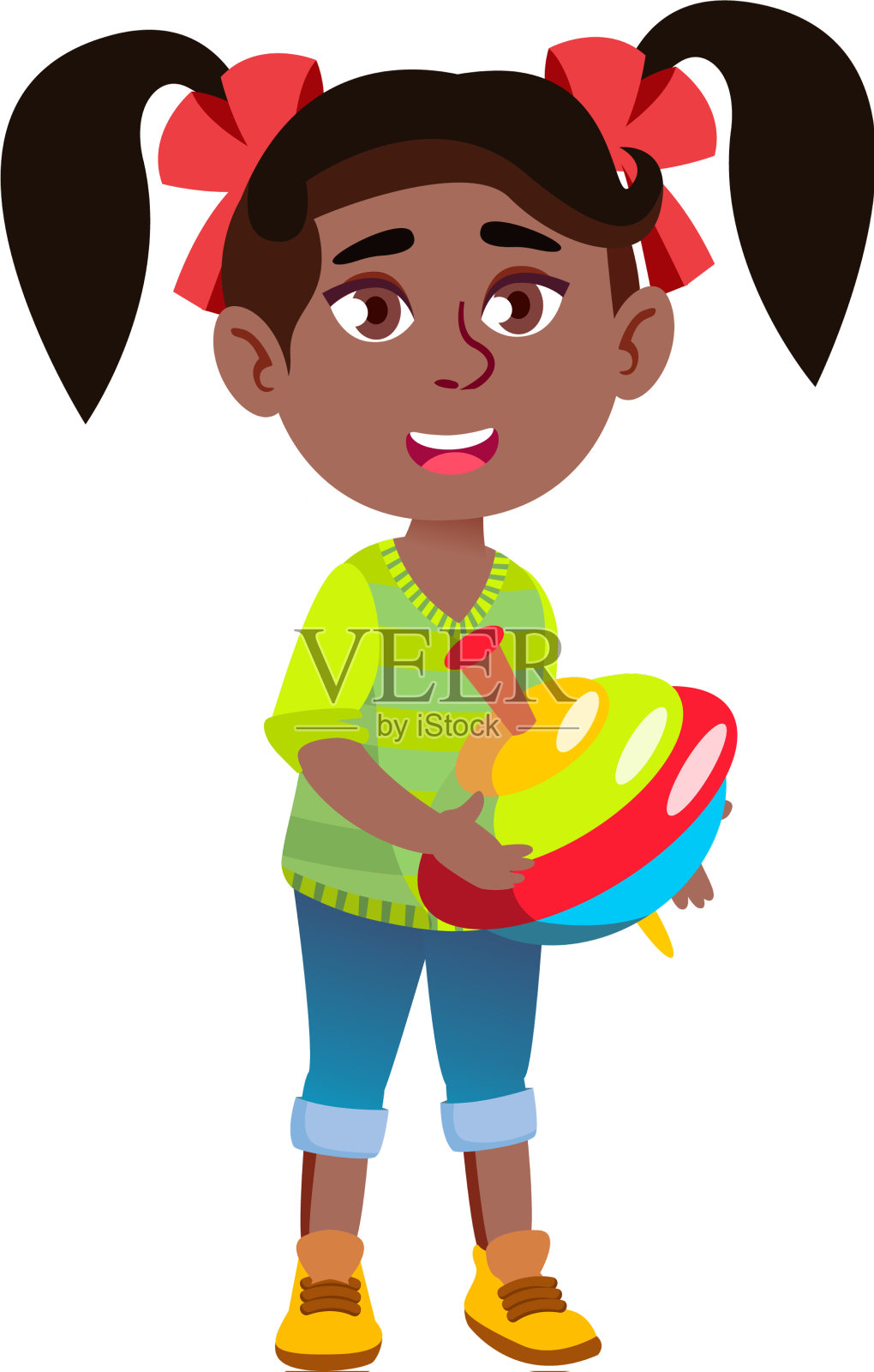 漂亮的小女孩在房间里玩陀螺设计元素图片