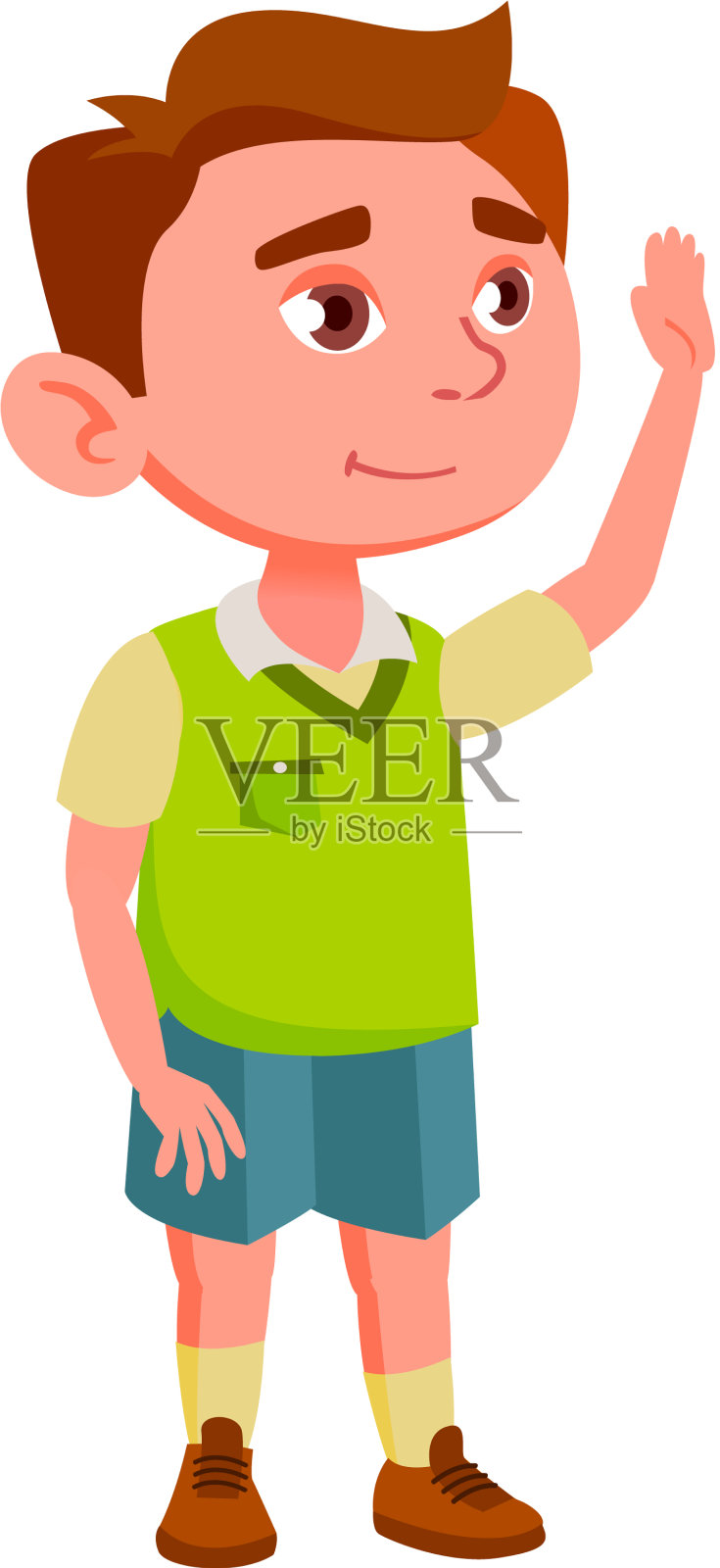 可爱的男孩在公园卡通里问候爷爷奶奶设计元素图片