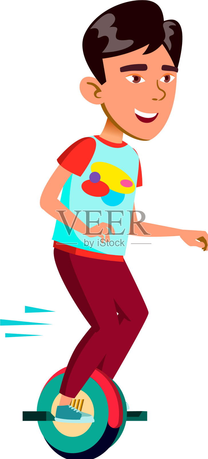 中国男孩骑着单轮电子交通工具设计元素图片