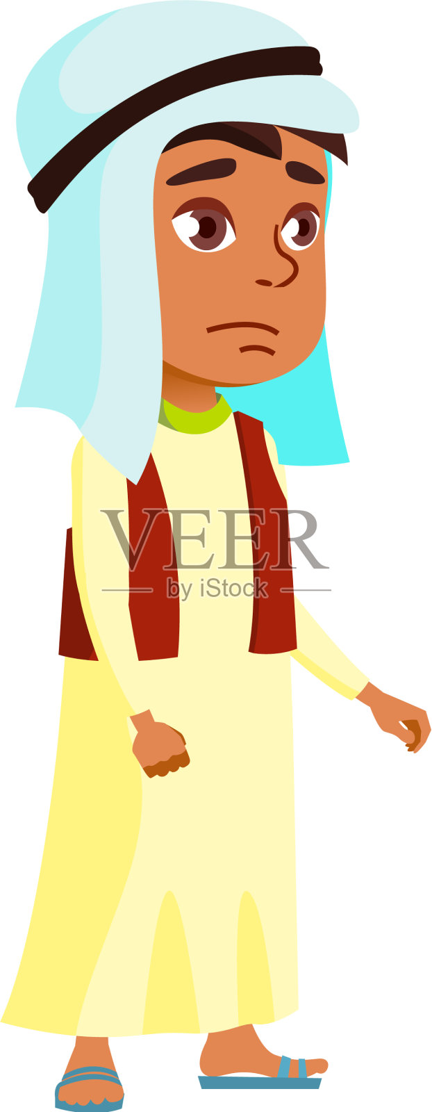 一个穿着传统服装的阿拉伯男孩走了进来设计元素图片
