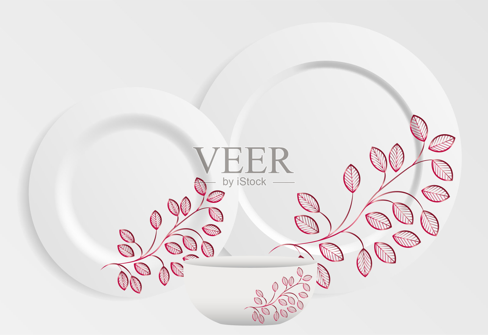 装饰板模板与红色装饰手工和一个空的中心空间。矢量插图。插画图片素材