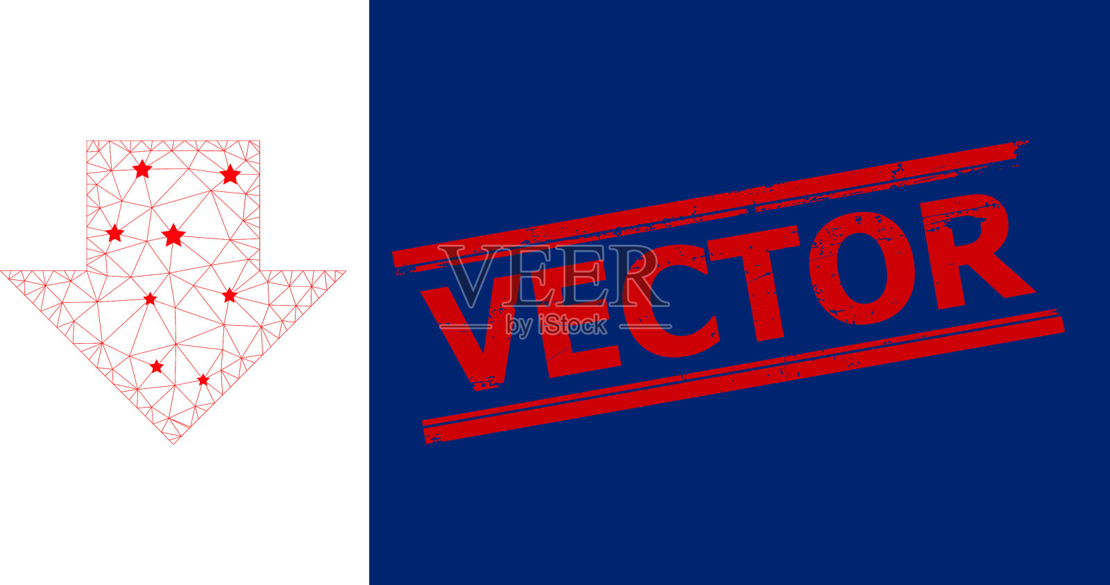 垃圾印章和下载箭头多边形插画图片素材