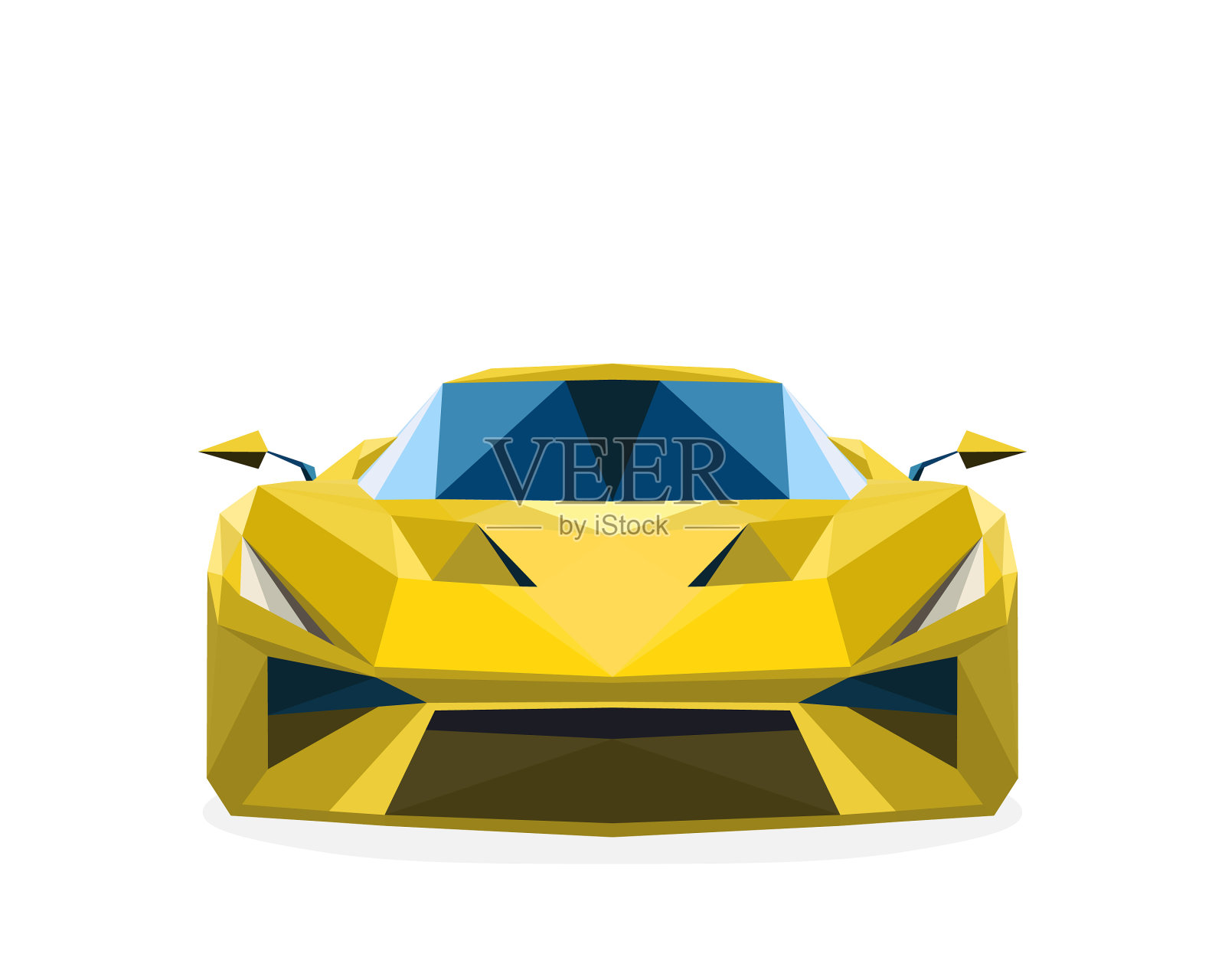 多边形跑车低聚黄色轿车插画图片素材