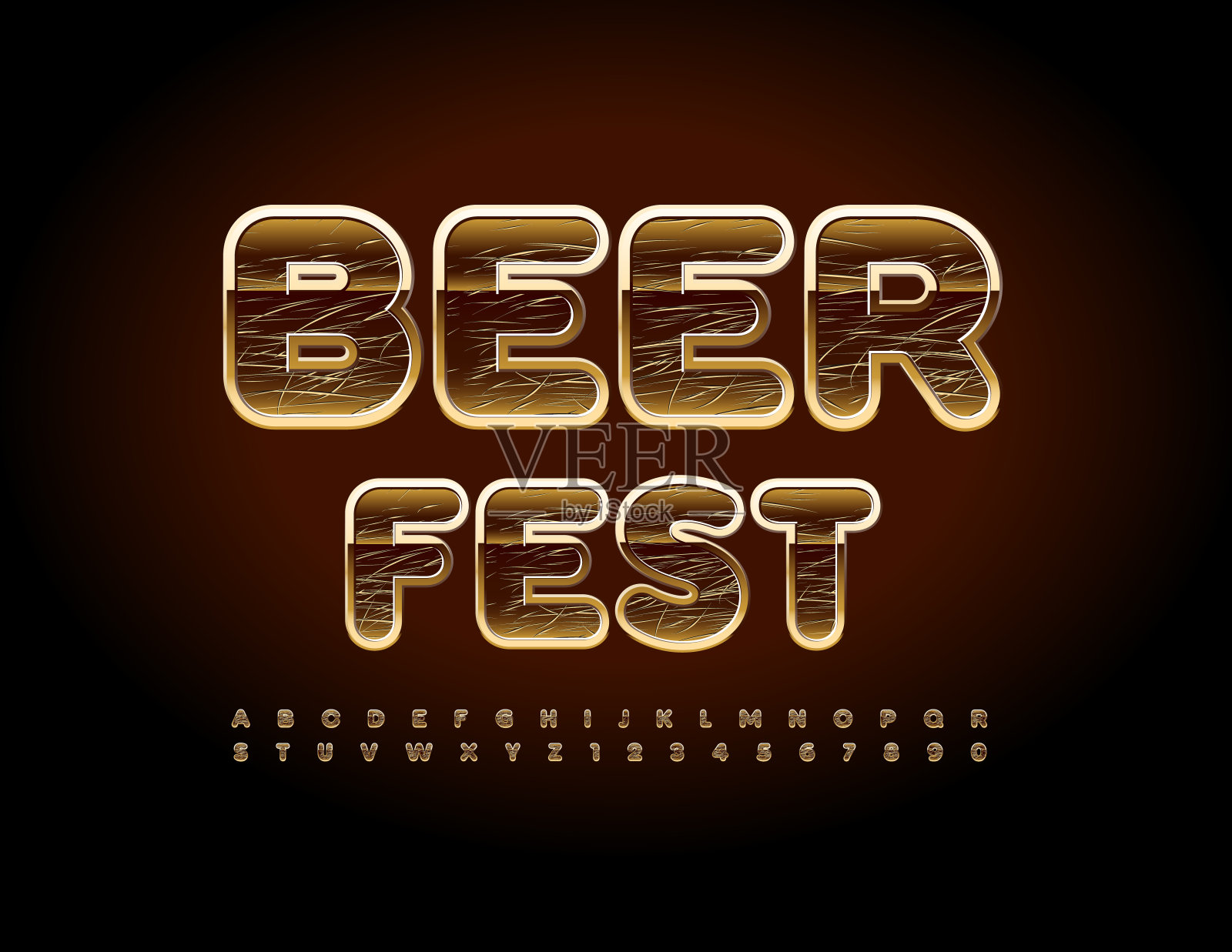 向量事件海报啤酒节。挠金字母和数字集合插画图片素材
