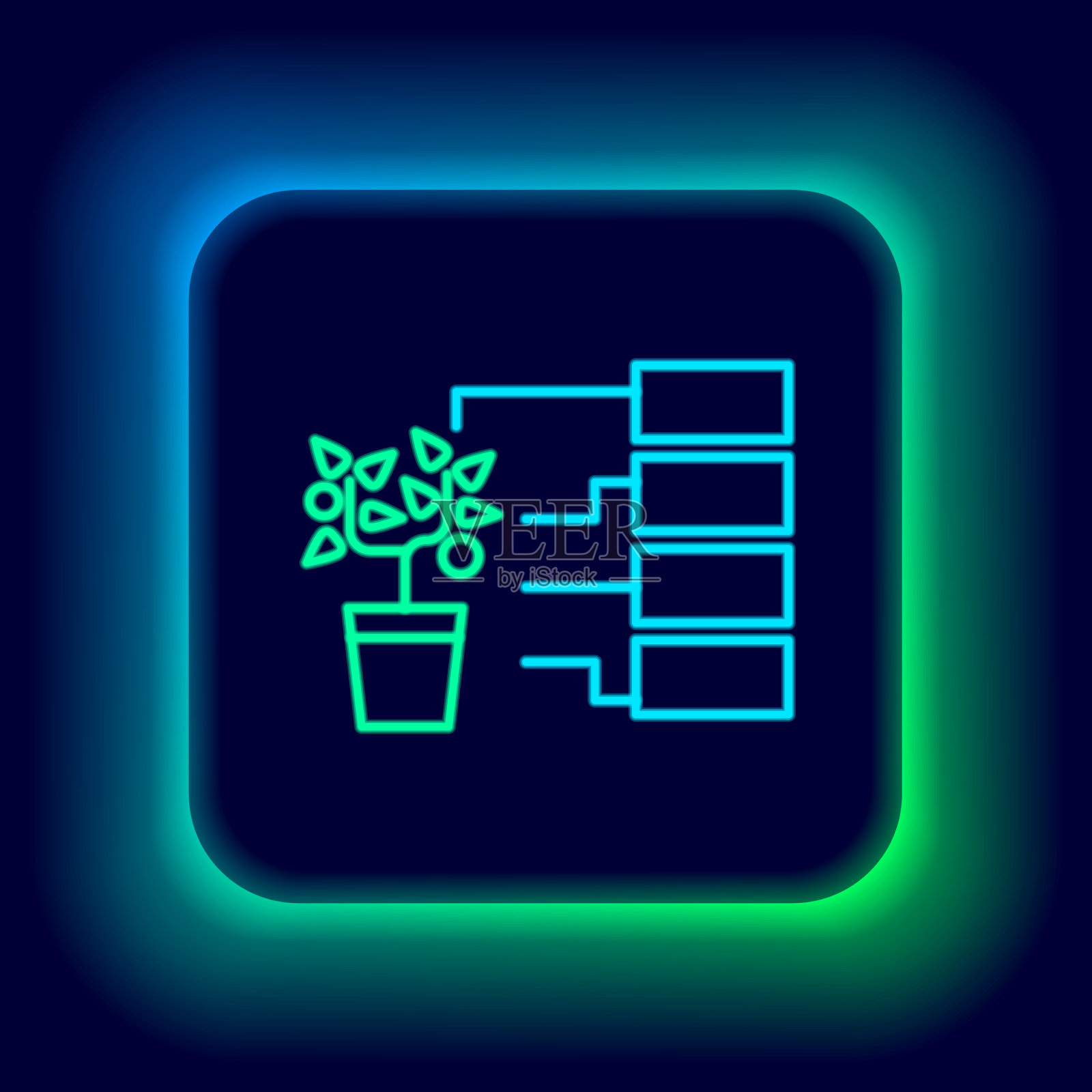 发光的霓虹灯线花分析图标隔离插画图片素材