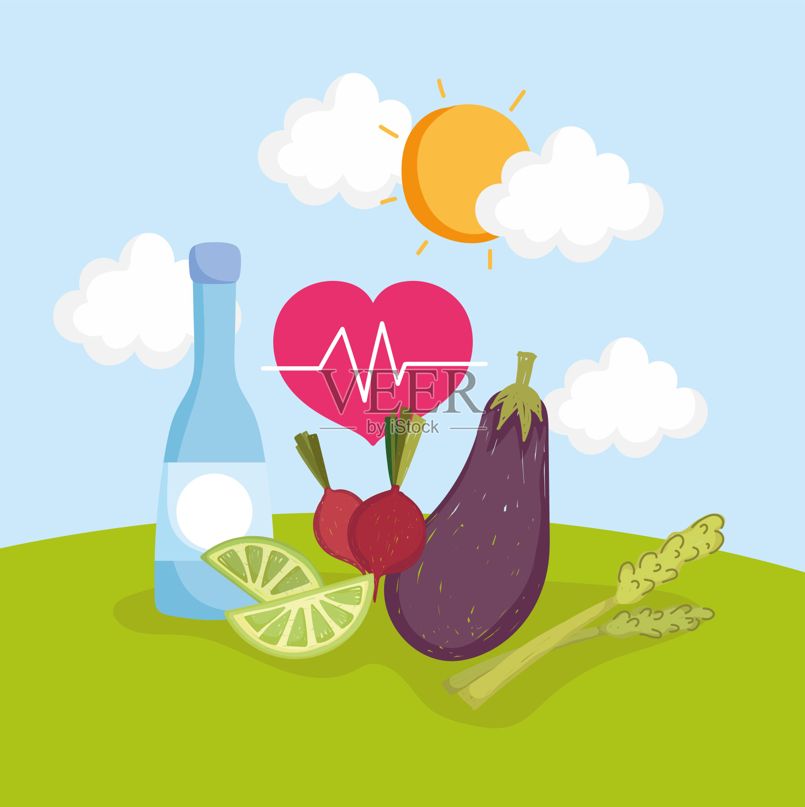 健康食品蔬菜插画图片素材