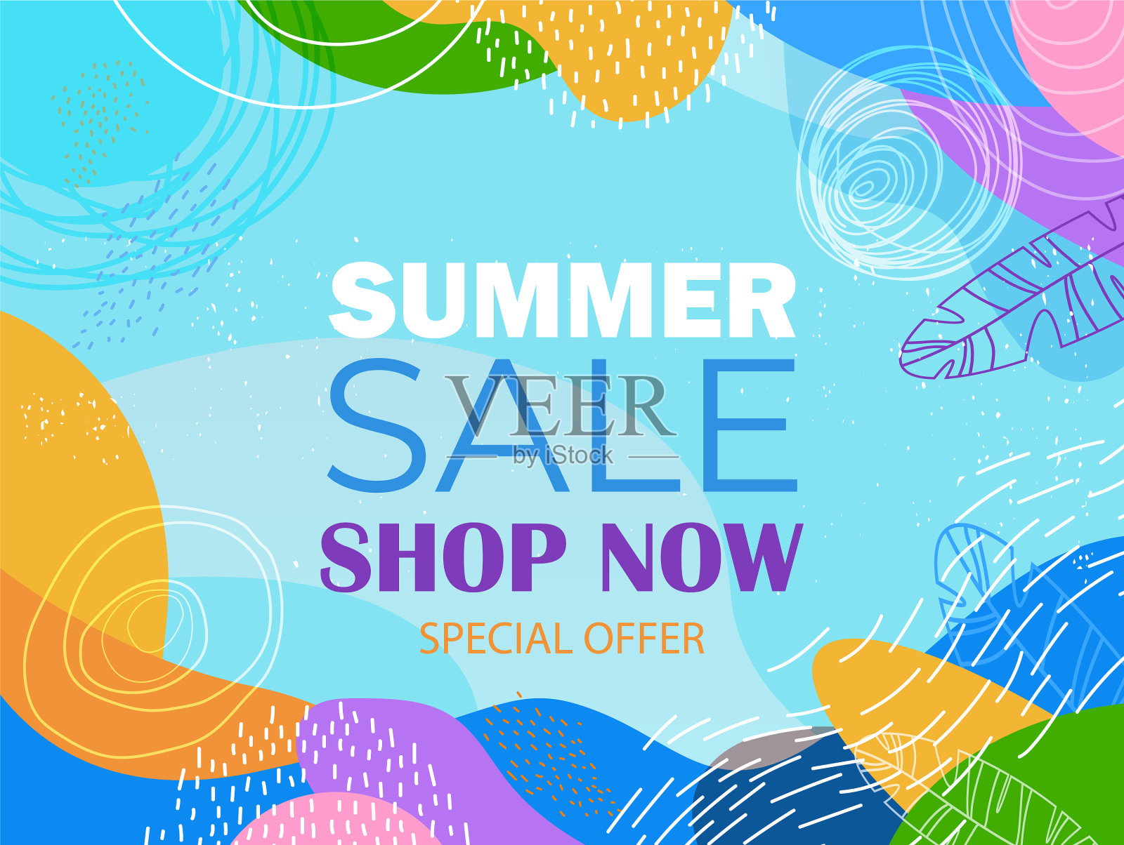 季节性夏季销售横幅传单或贺卡设计模板素材