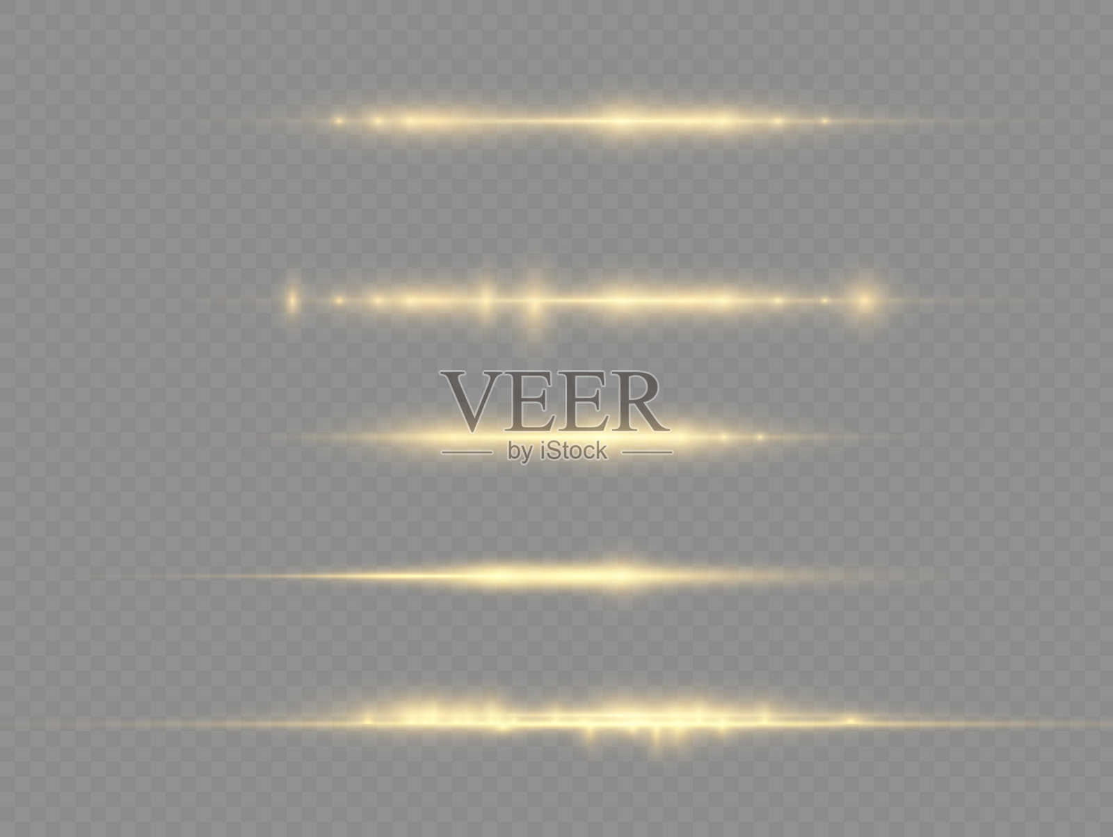 水平光线，闪黄色，辉光。插画图片素材