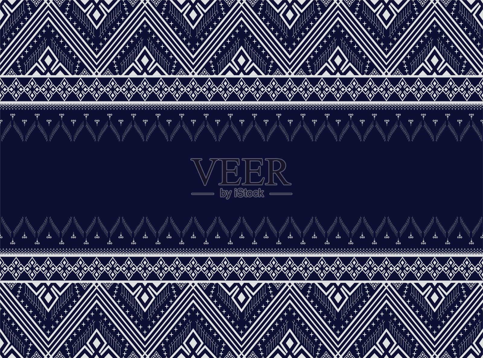 深蓝色几何民族图案刺绣设计背景或墙纸和服装，裙子，地毯，墙纸，服装，包装，蜡染，织物，衣服，与深蓝色三角形矢量，插图。jpg插画图片素材