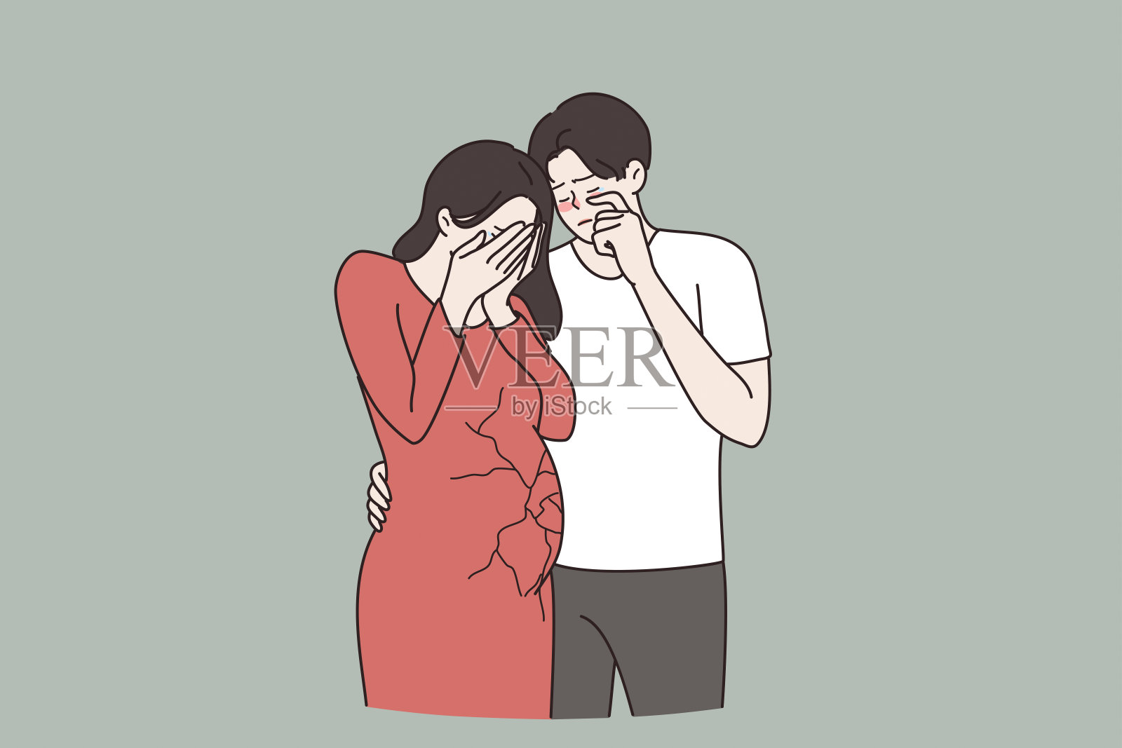 流产，怀孕损失，流产观念插画图片素材