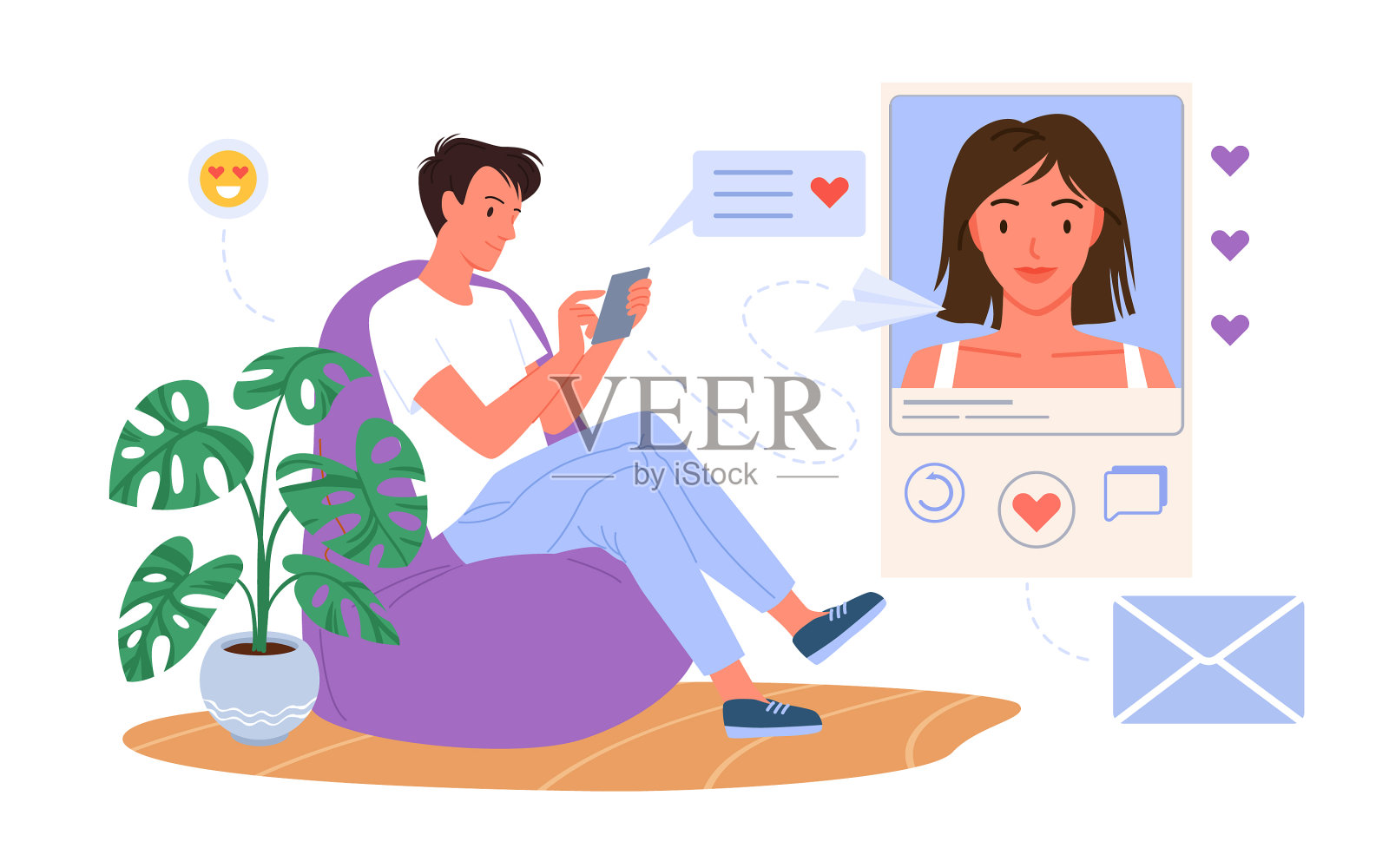 社交媒体上的浪漫约会对话设计元素图片