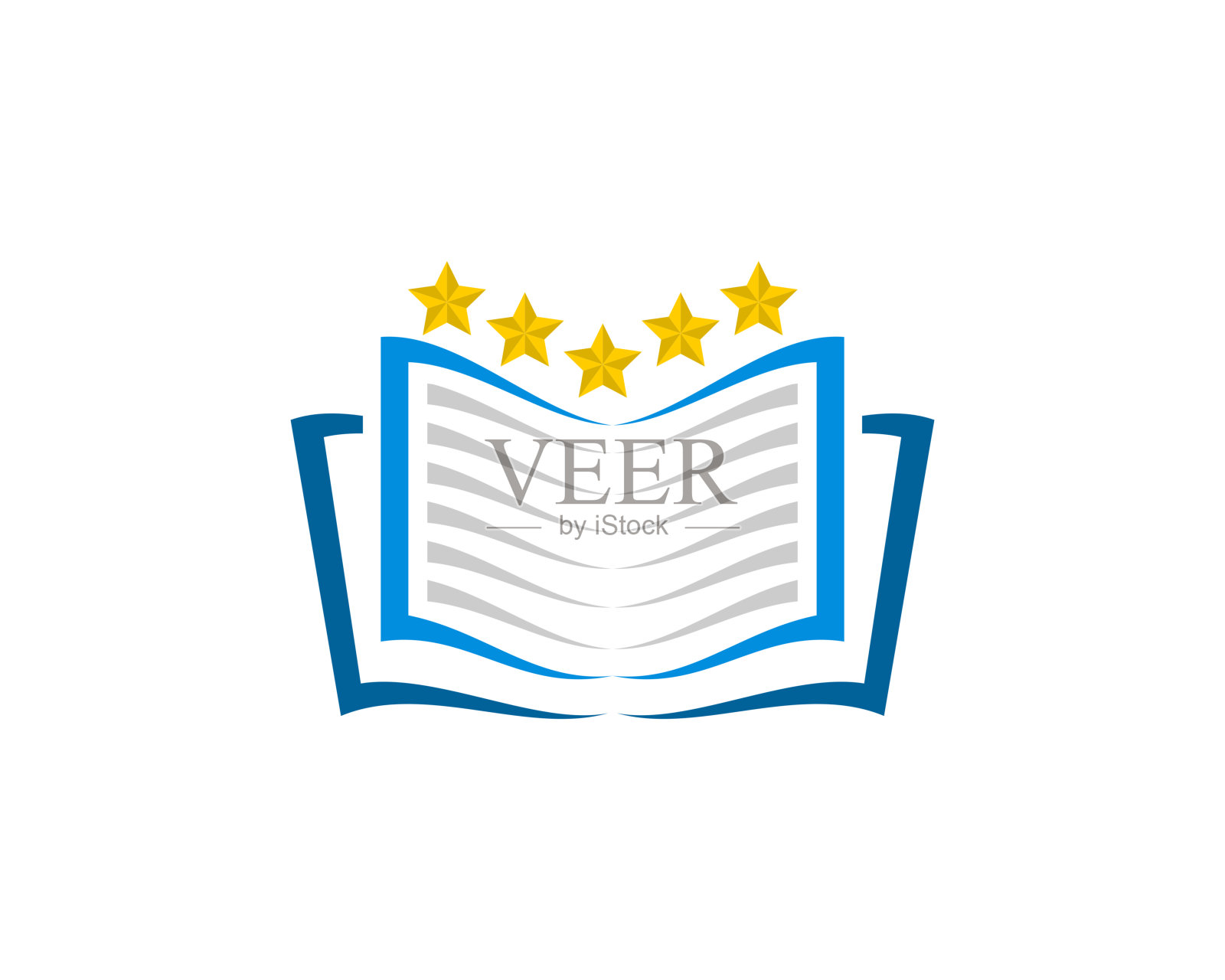 打开的书页上有五颗星星插画图片素材