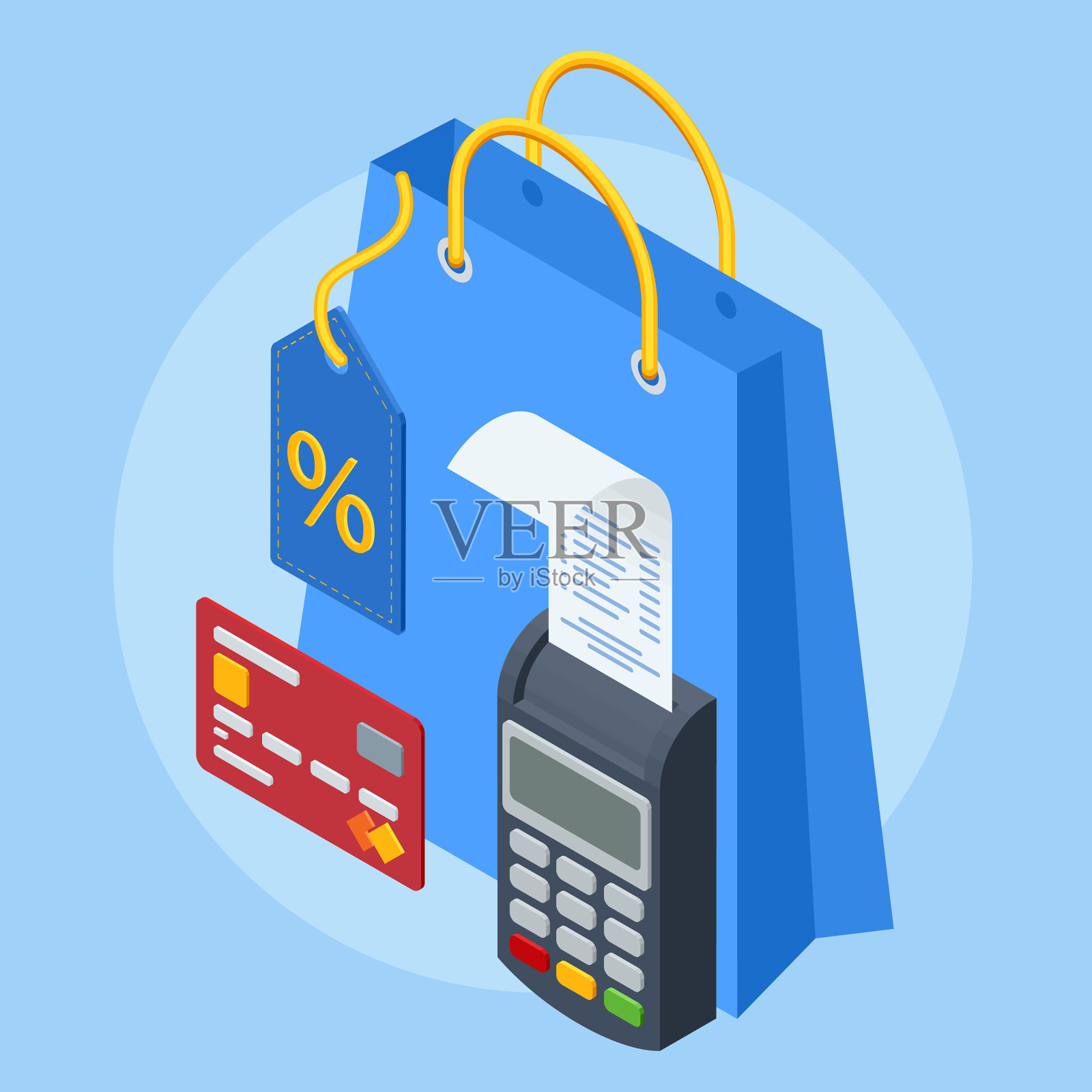 等距在线购物横幅移动应用程序插画图片素材