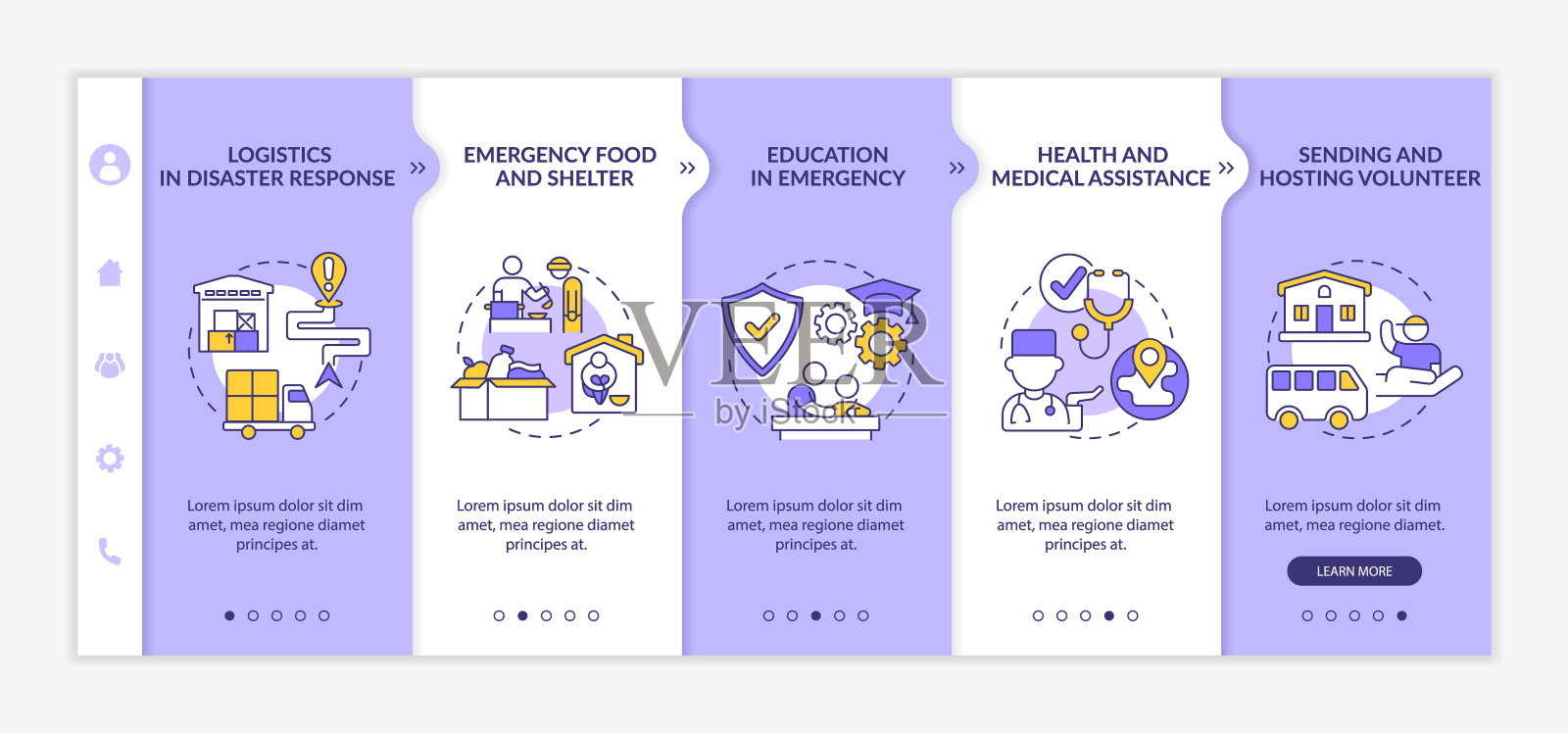 装载人道主义援助的载体模板类型。插画图片素材