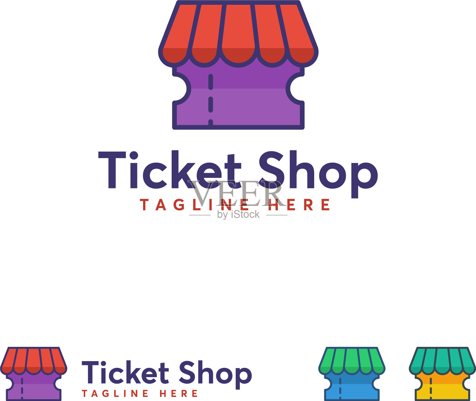 网上票务店logo设计概念票插画图片素材