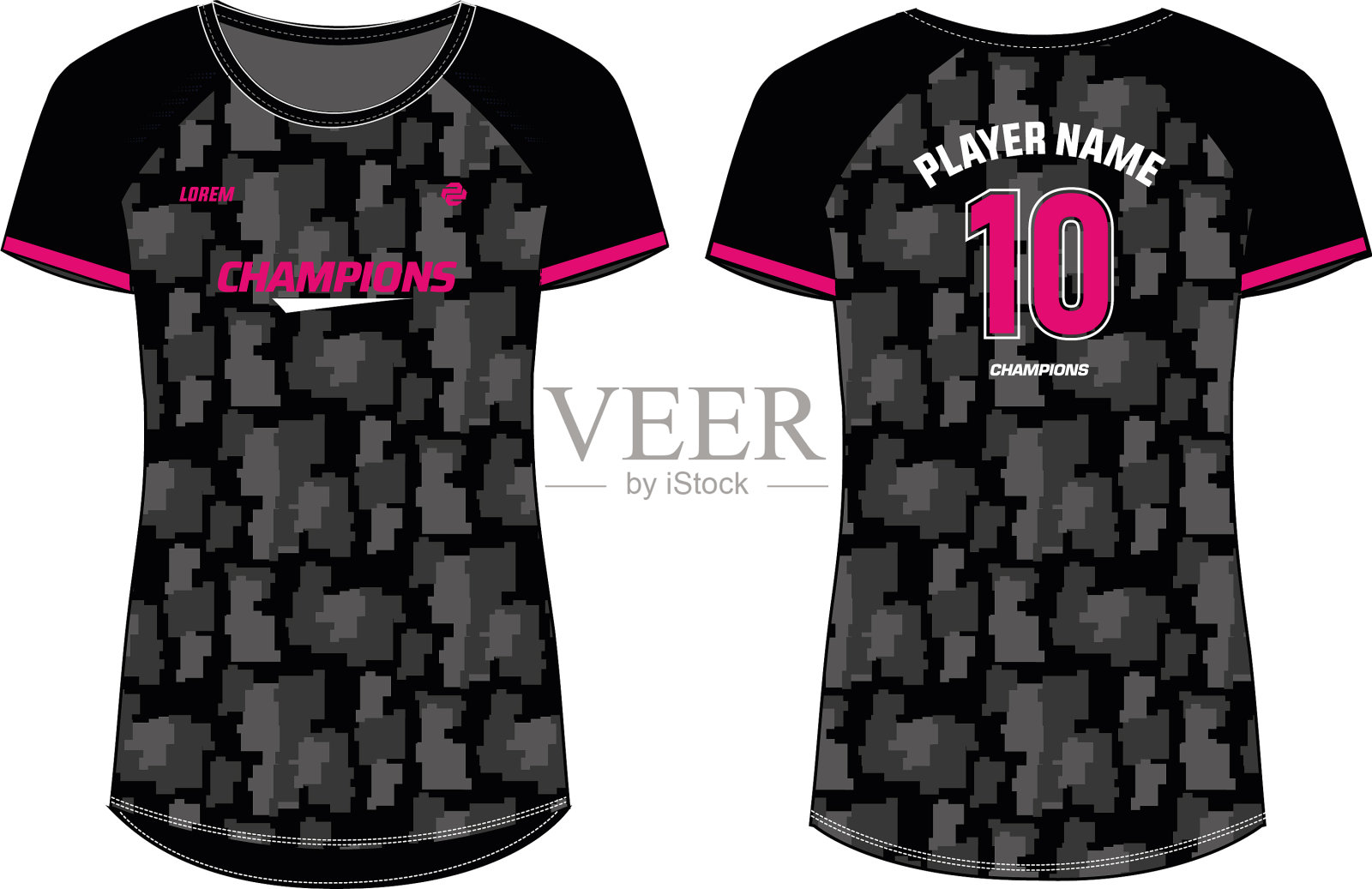 迷彩女性运动衫t恤设计插画图片素材