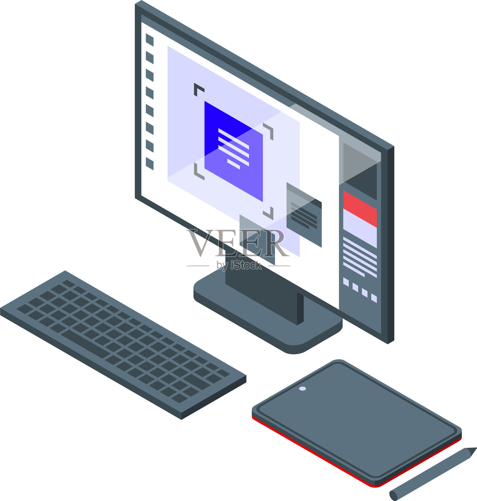 数码印刷图标等距风格插画图片素材