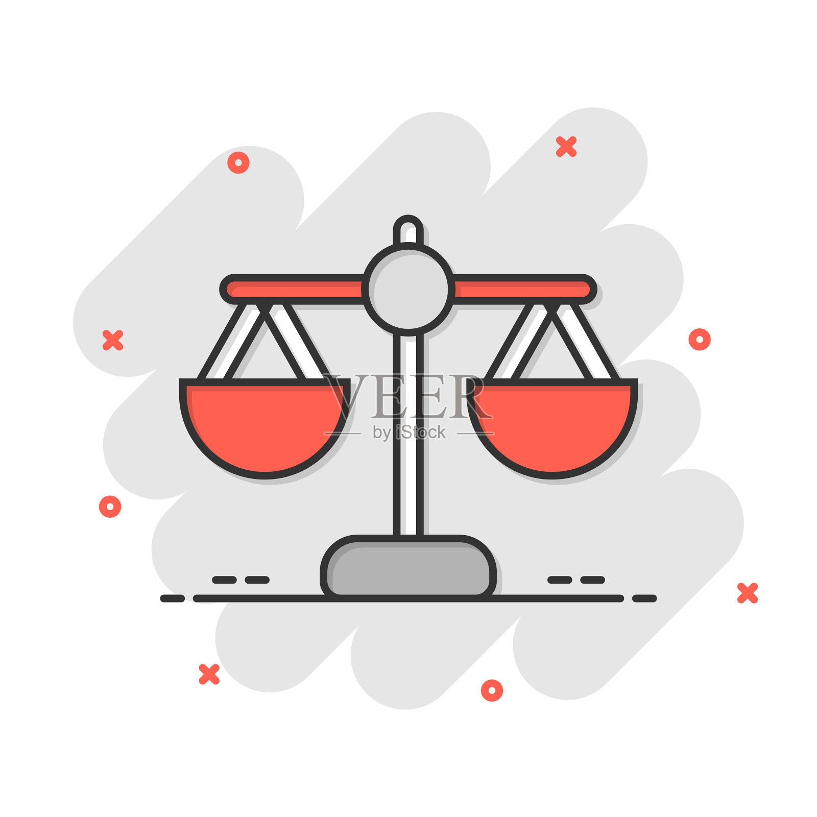 天平图标在漫画风格正义卡通图标素材