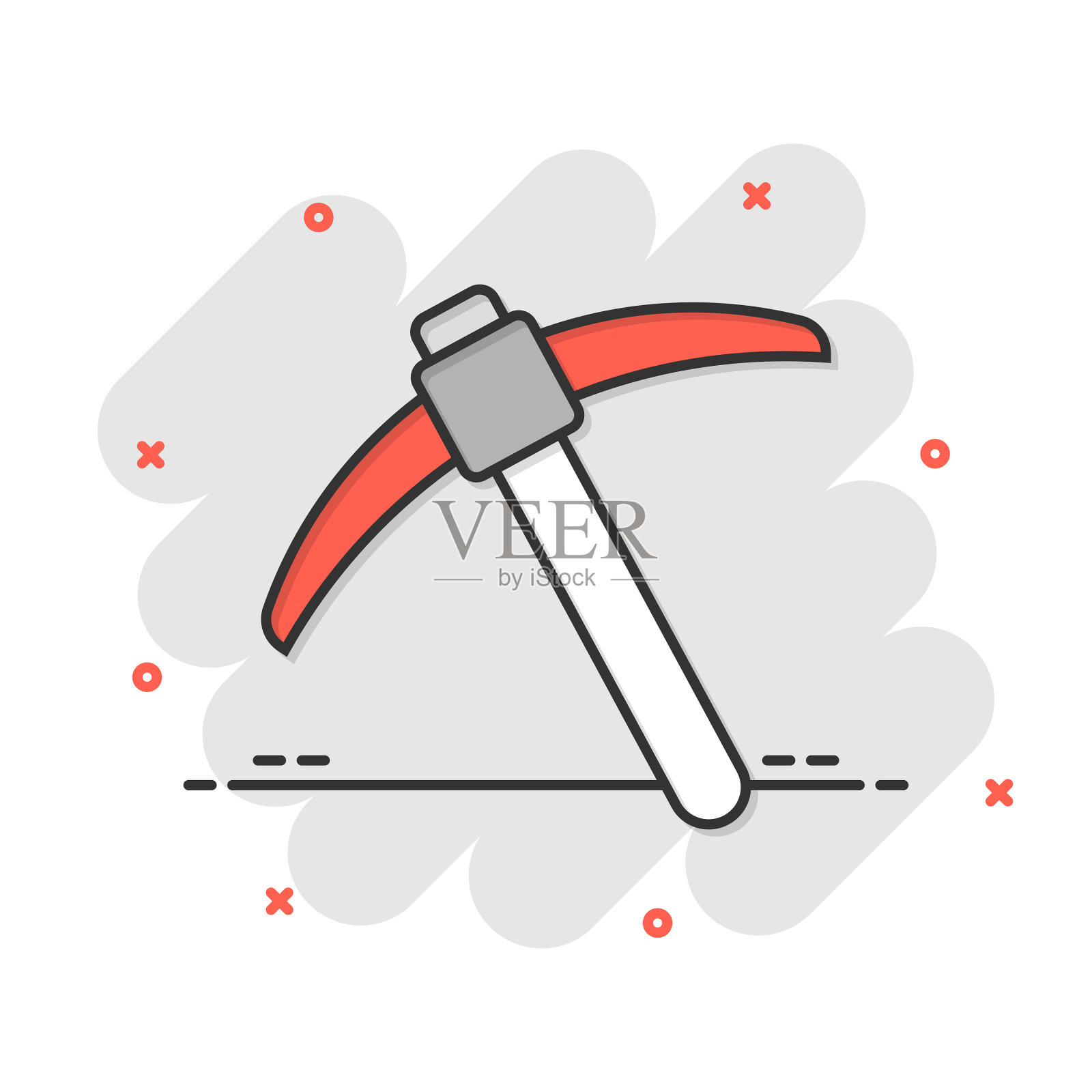 斧头图标在漫画风格的伐木工人卡通上设计元素图片