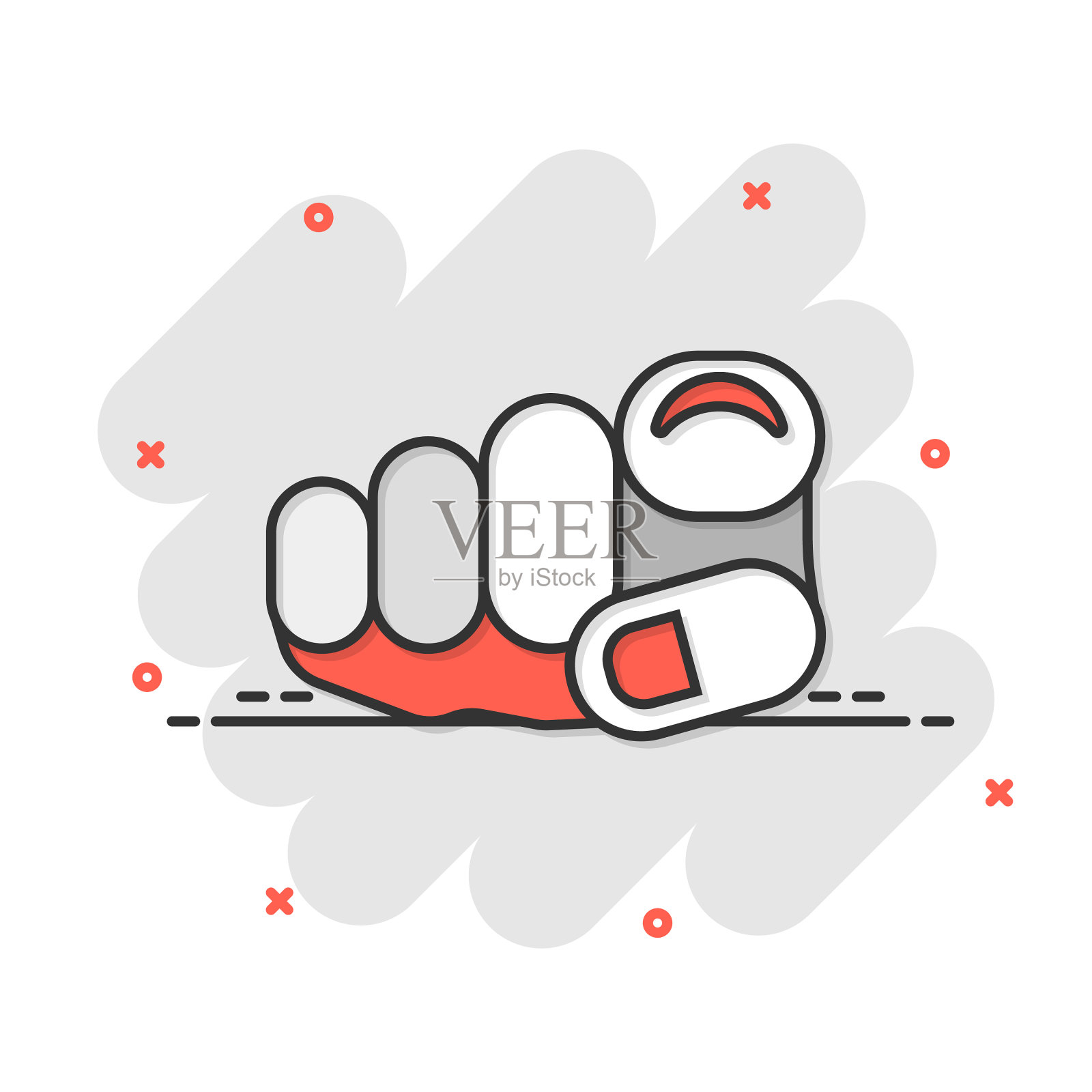 手指图标漫画风格的手势设计元素图片