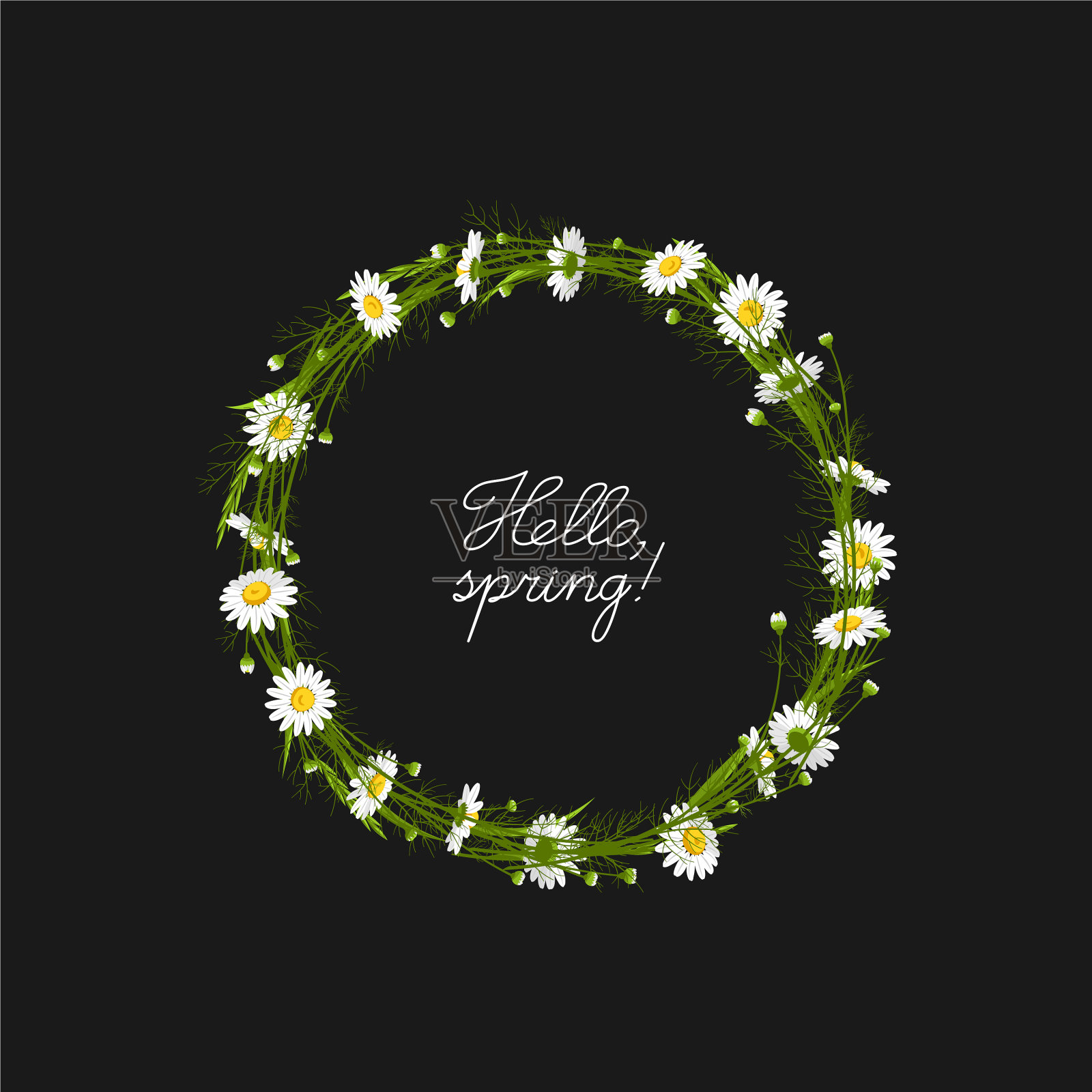 花环由药草和鲜花制成插画图片素材