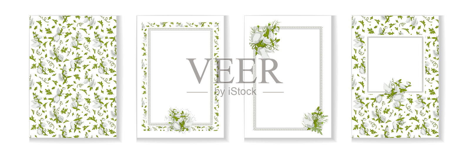 花的海报横幅贺卡-白色插画图片素材