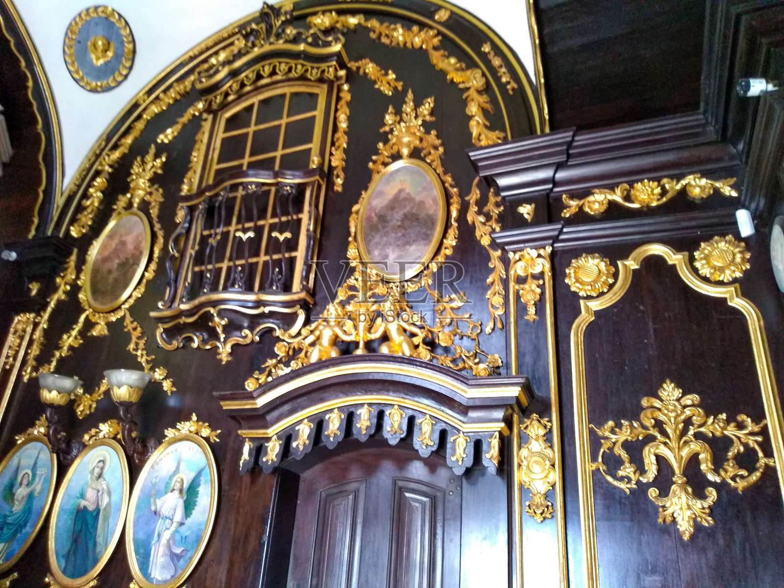 教堂的一部分建筑和家具照片摄影图片