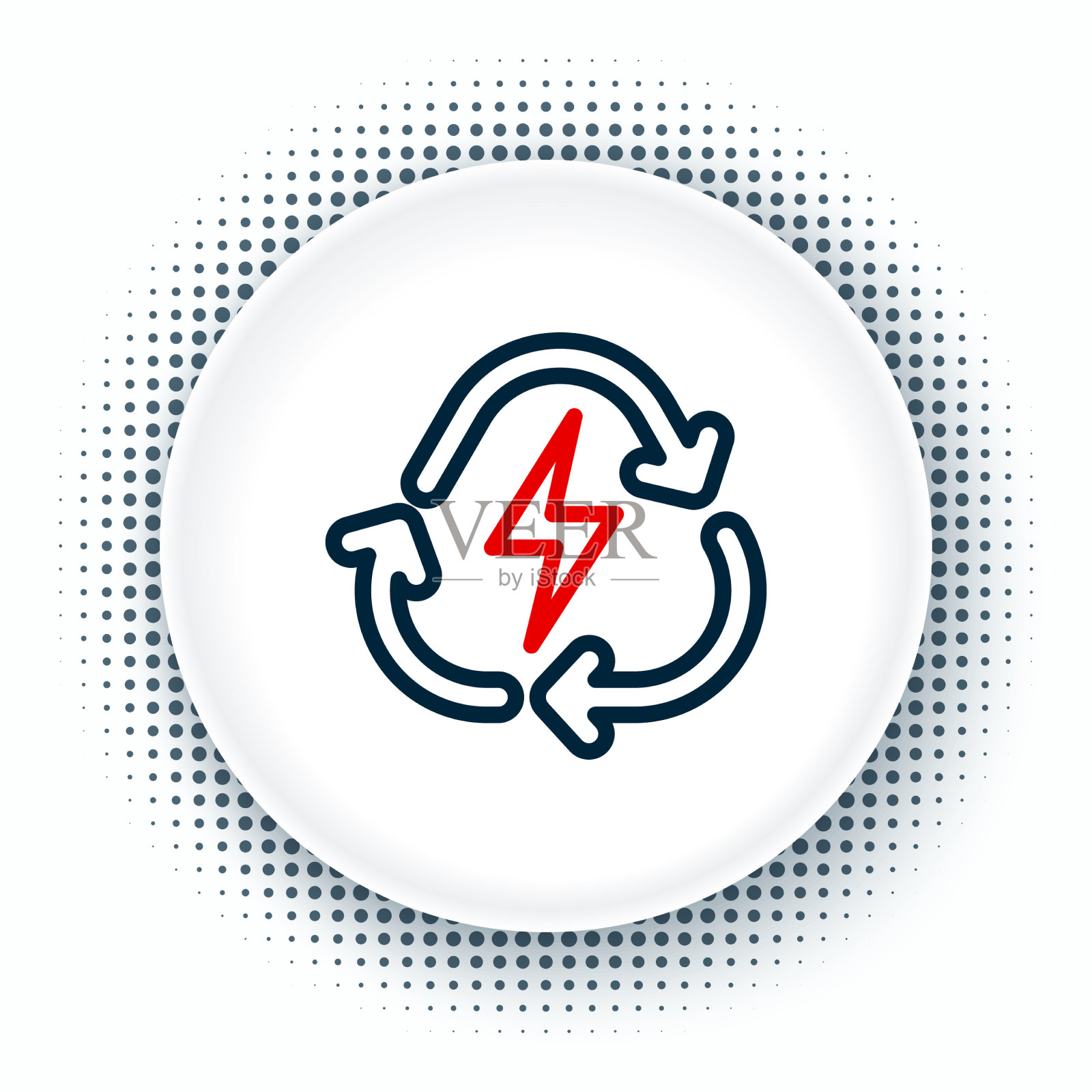 线电池与回收符号线图标插画图片素材