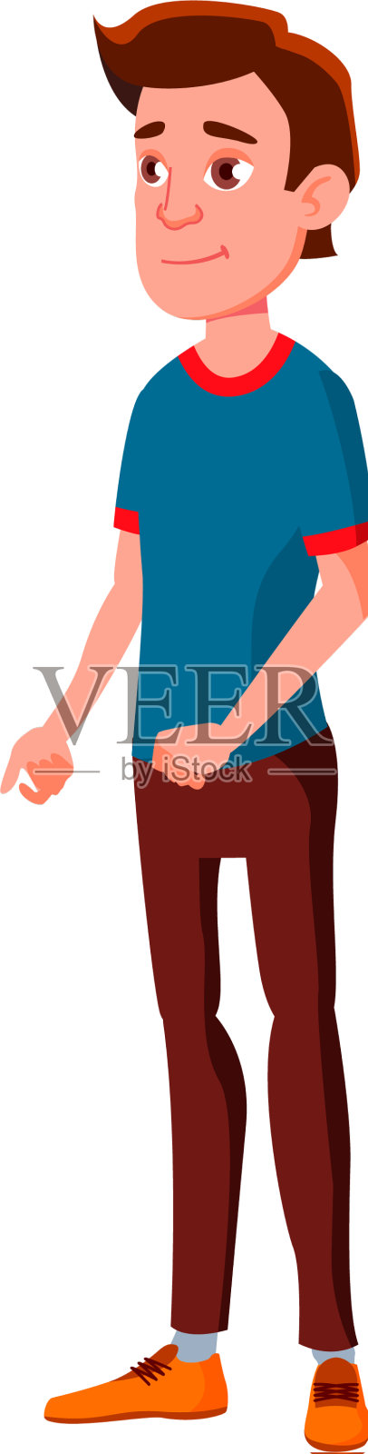 年轻人在街上等出租车的漫画设计元素图片