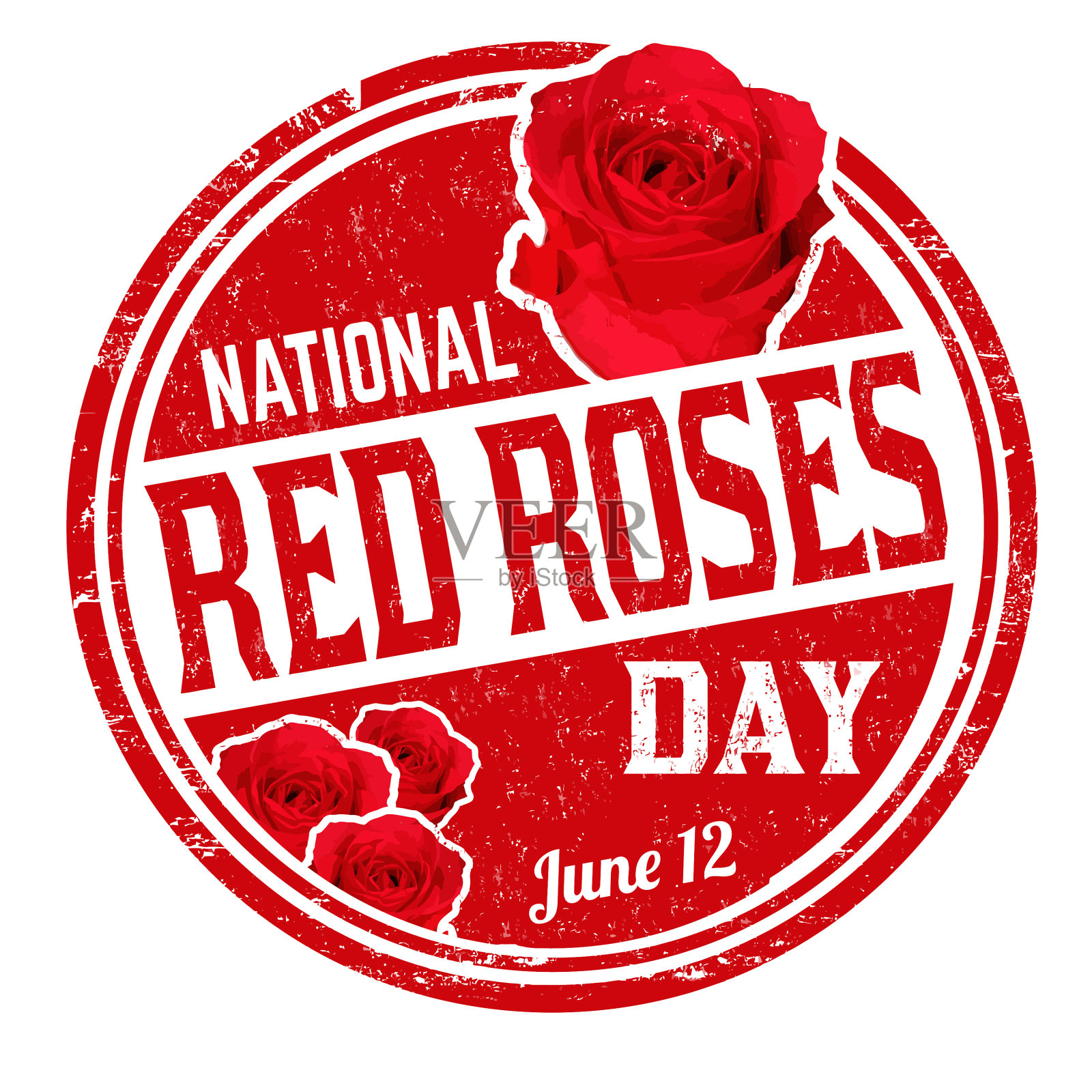 全国红玫瑰日垃圾橡皮图章设计元素图片