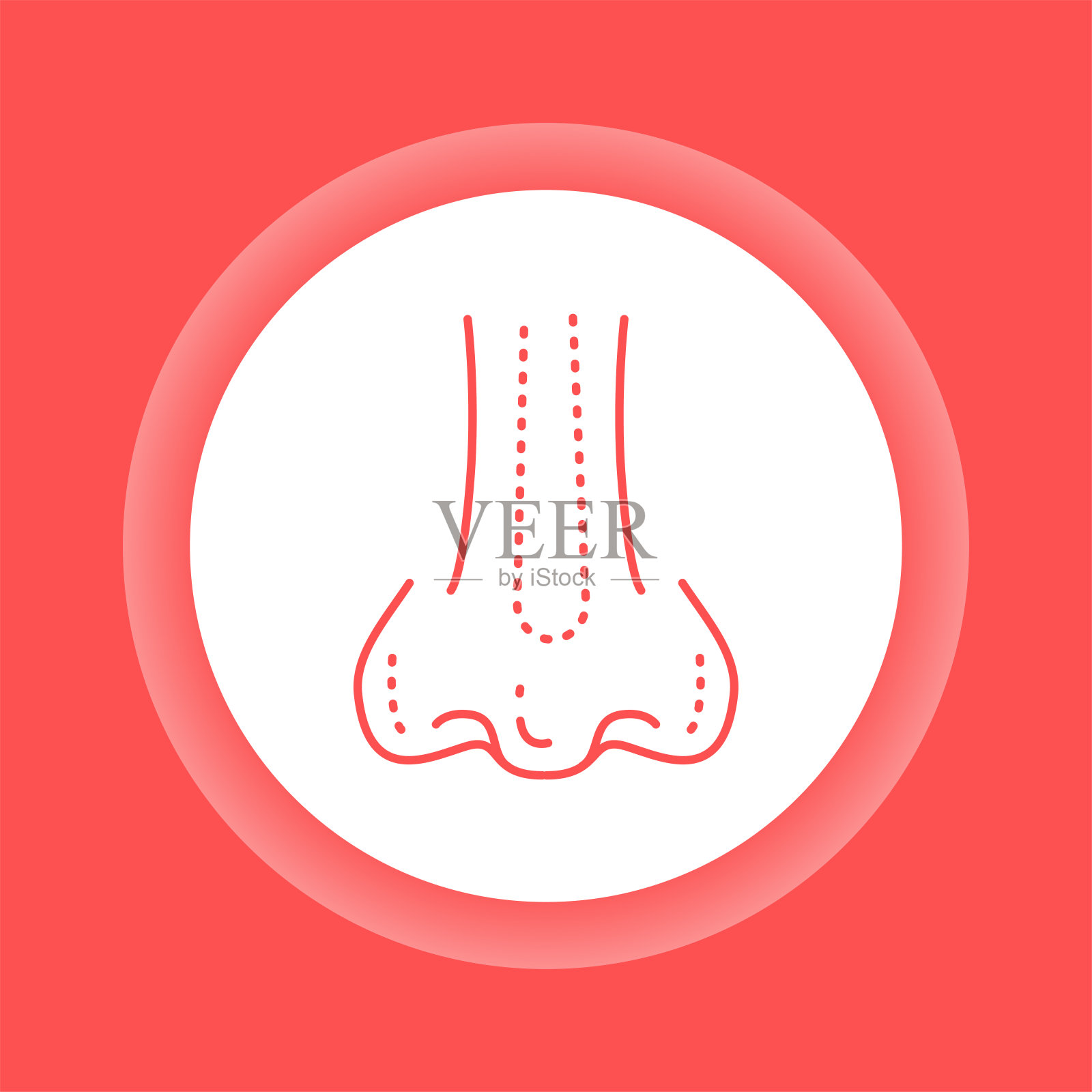 鼻整形彩色按钮图标。鼻子整形手术。插画图片素材