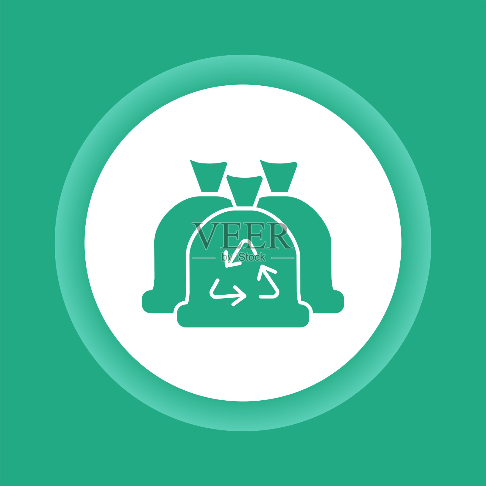 垃圾袋彩色符号按钮图标。废物回收利用。插画图片素材