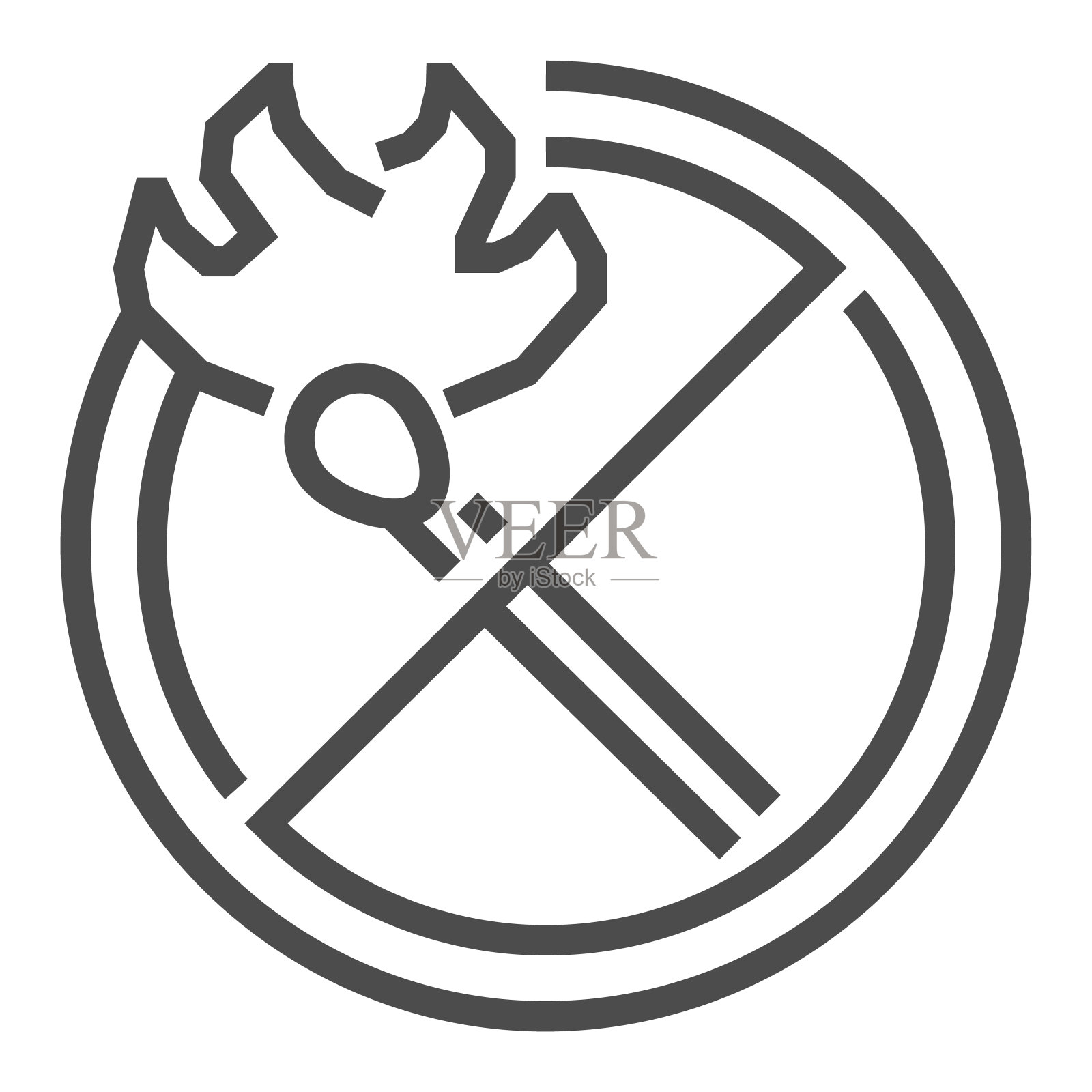 火禁，方格线矢量图标。图标素材