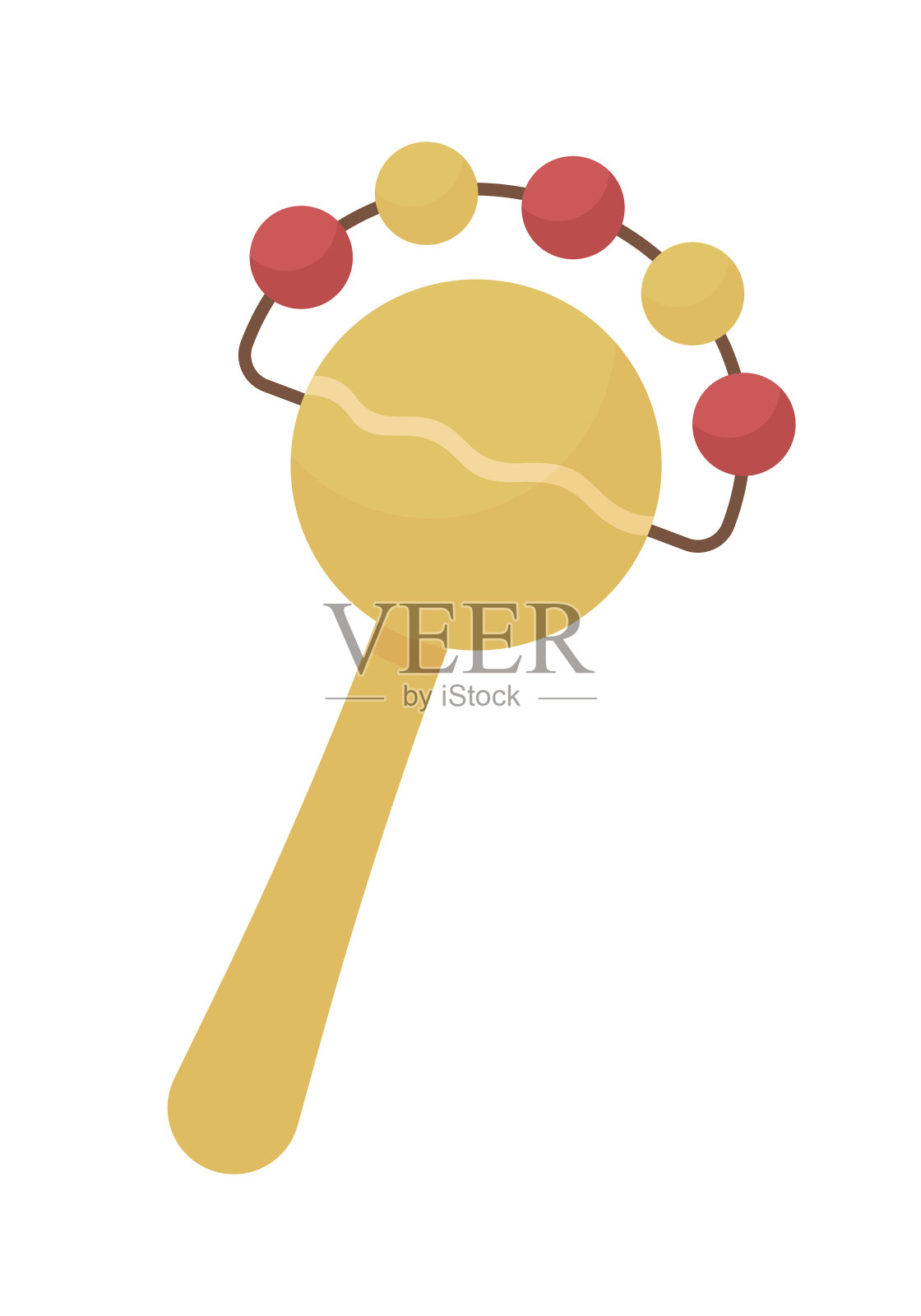 婴儿拨浪鼓玩具半平色矢量对象插画图片素材