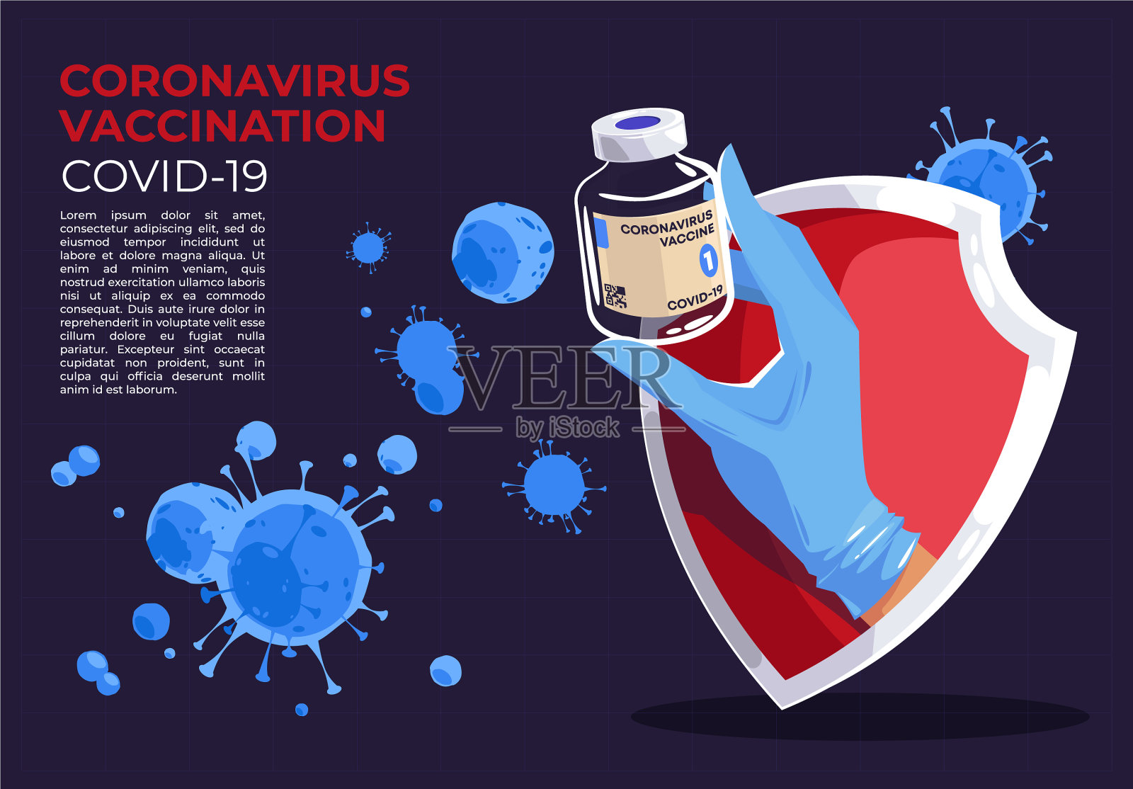 手拿装有冠状病毒疫苗的玻璃瓶插画图片素材