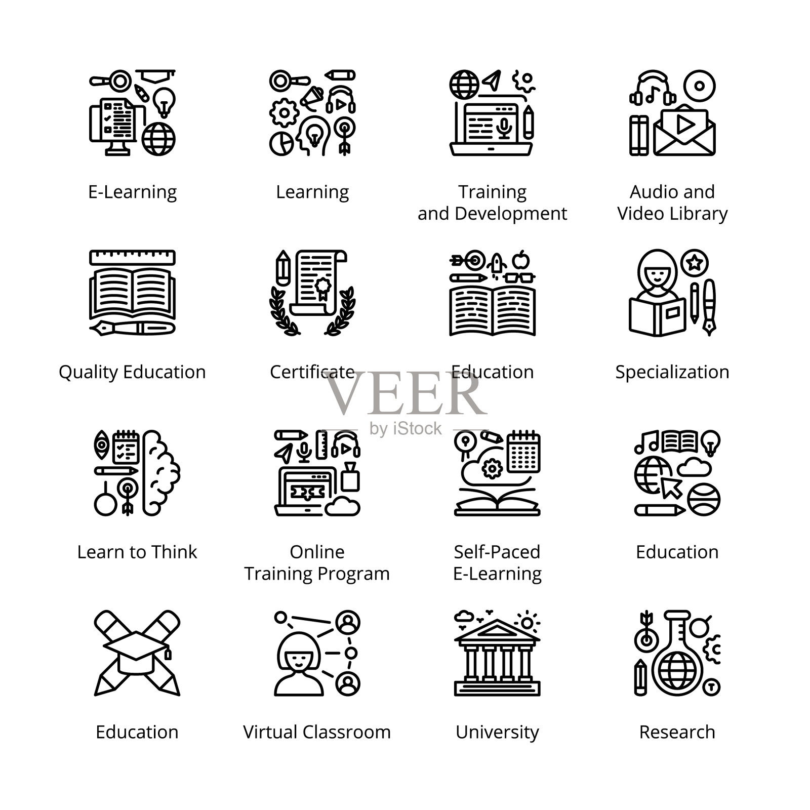 回到学校轮廓图标-笔画图标素材