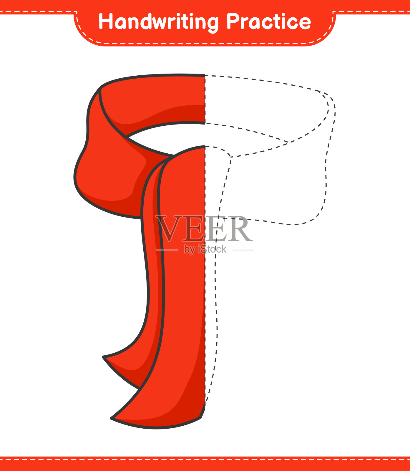 书法练习。丝巾的线条。教育儿童游戏，可打印的工作表，矢量插图插画图片素材