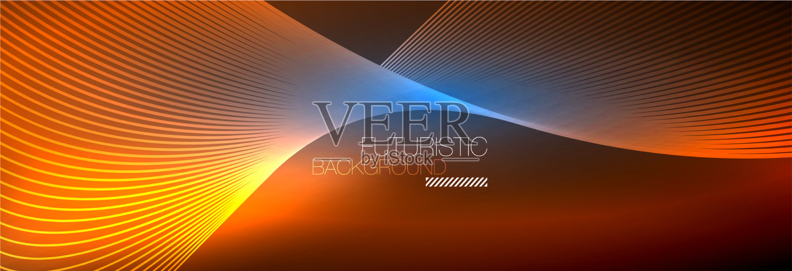 抽象的霓虹灯在黑暗中发出波浪般的光插画图片素材