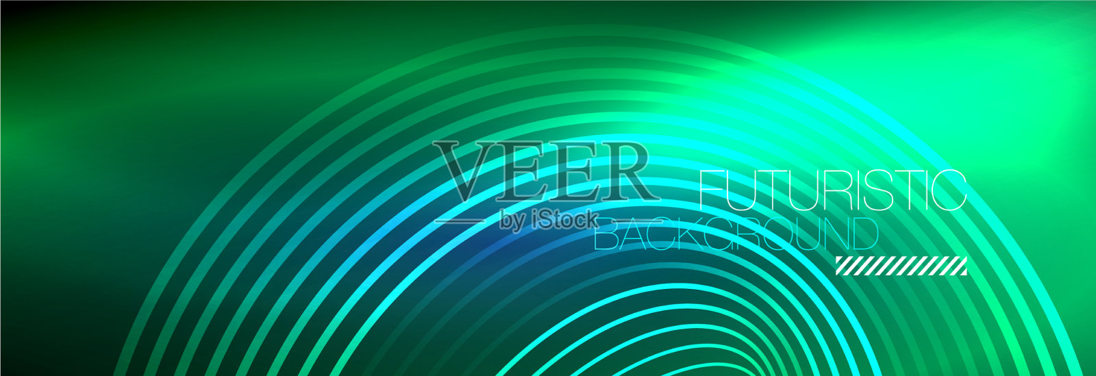 暗抽象背景与发光的霓虹灯圈插画图片素材