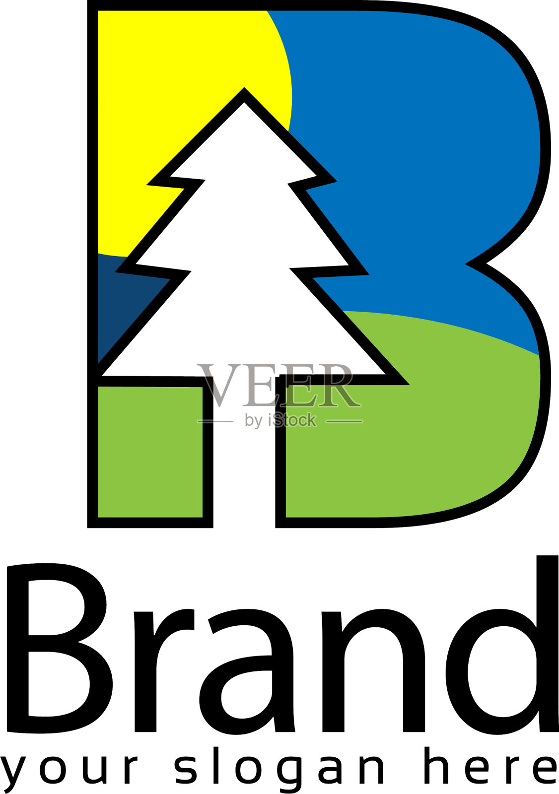 云杉字母b的标志插画图片素材