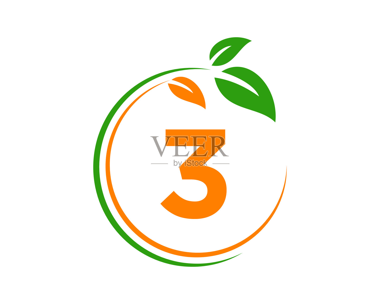 生态标志与3字母概念。3字母生态健康自然标志插画图片素材