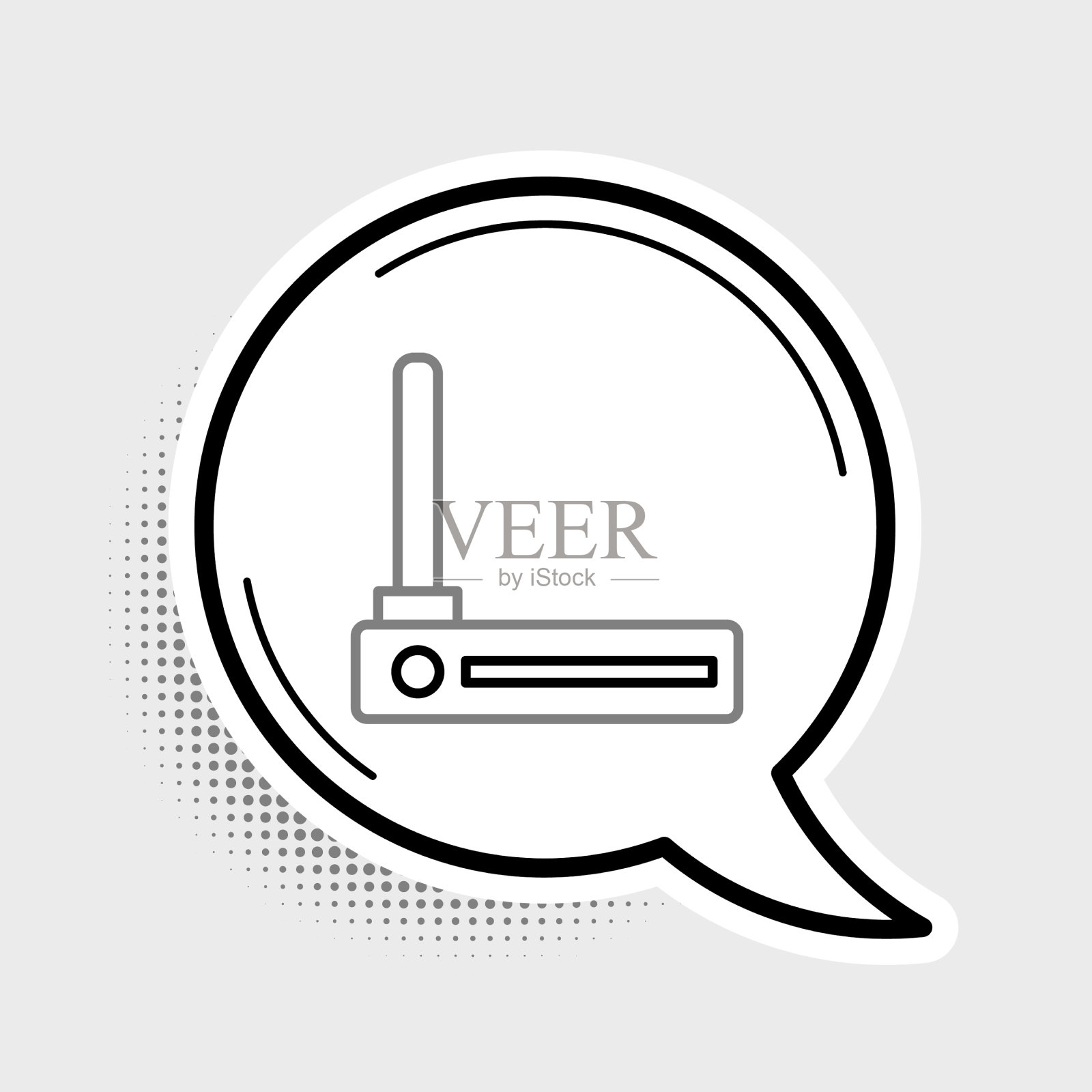 线路路由器和wi-fi信号符号图标隔离插画图片素材